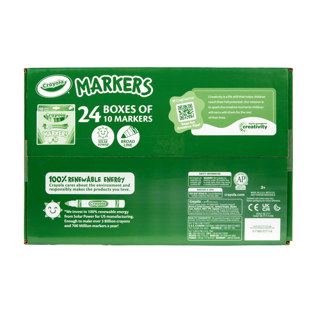 Crayola Bulk Markers for Kids (24pk of 10), Broad Line, Classroom Essentials for Teachers, School Supplies