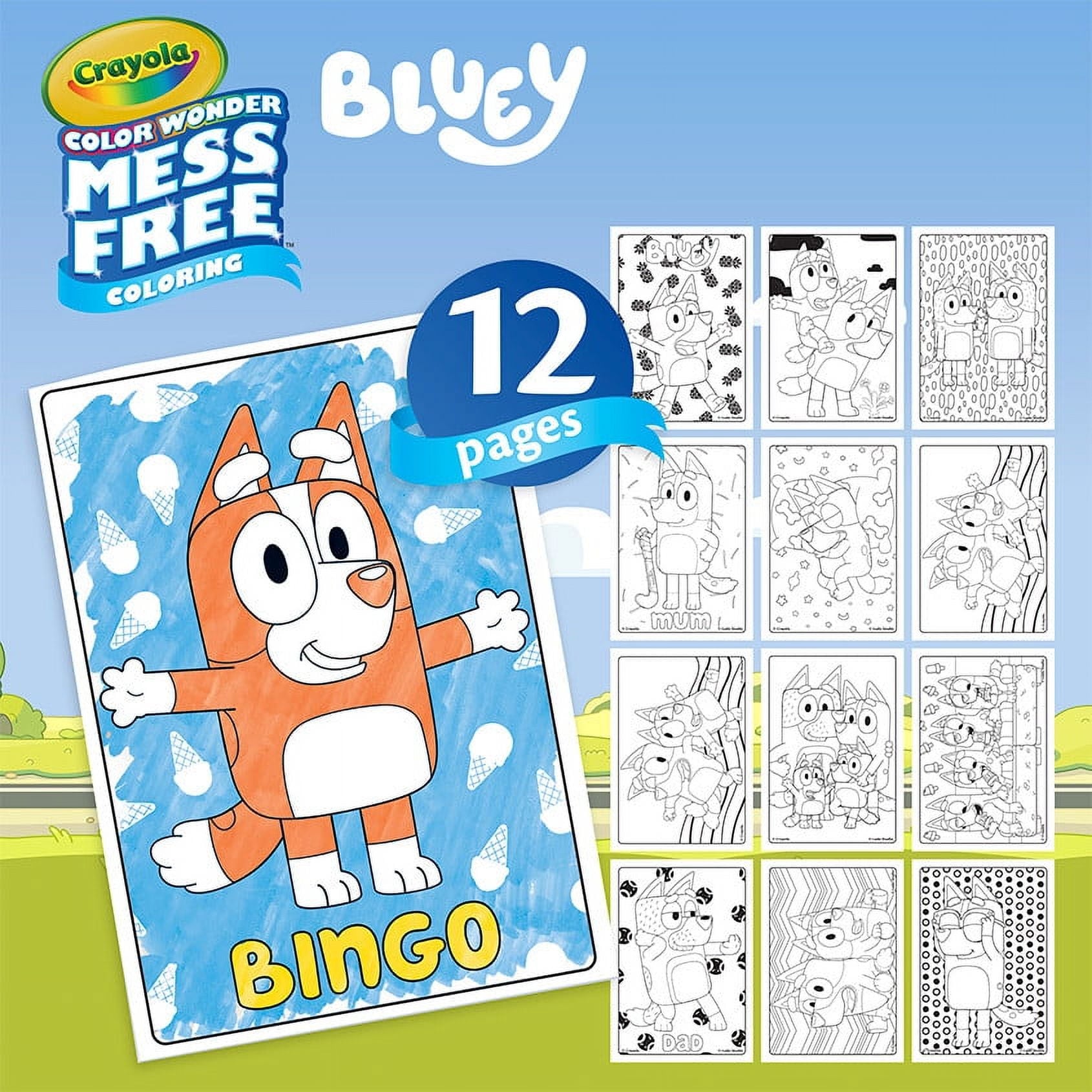 Crayola Bluey Color Wonder Mini Box Set, Toddler Craft, 12 Pgs & 4 Mess Free Markers, Bluey Gift for Girls & Boys, 3+