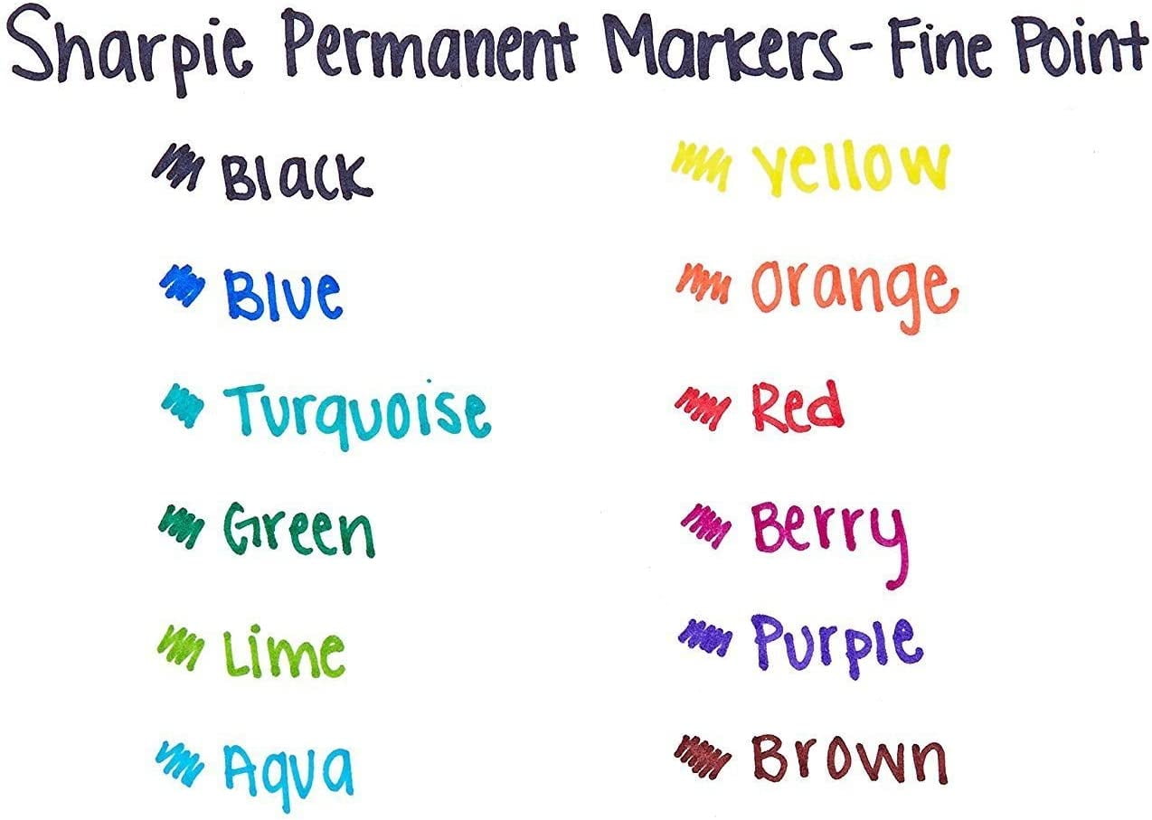 Sharpie Permanent Markers Fine Point Black 12 Count Black 12 count