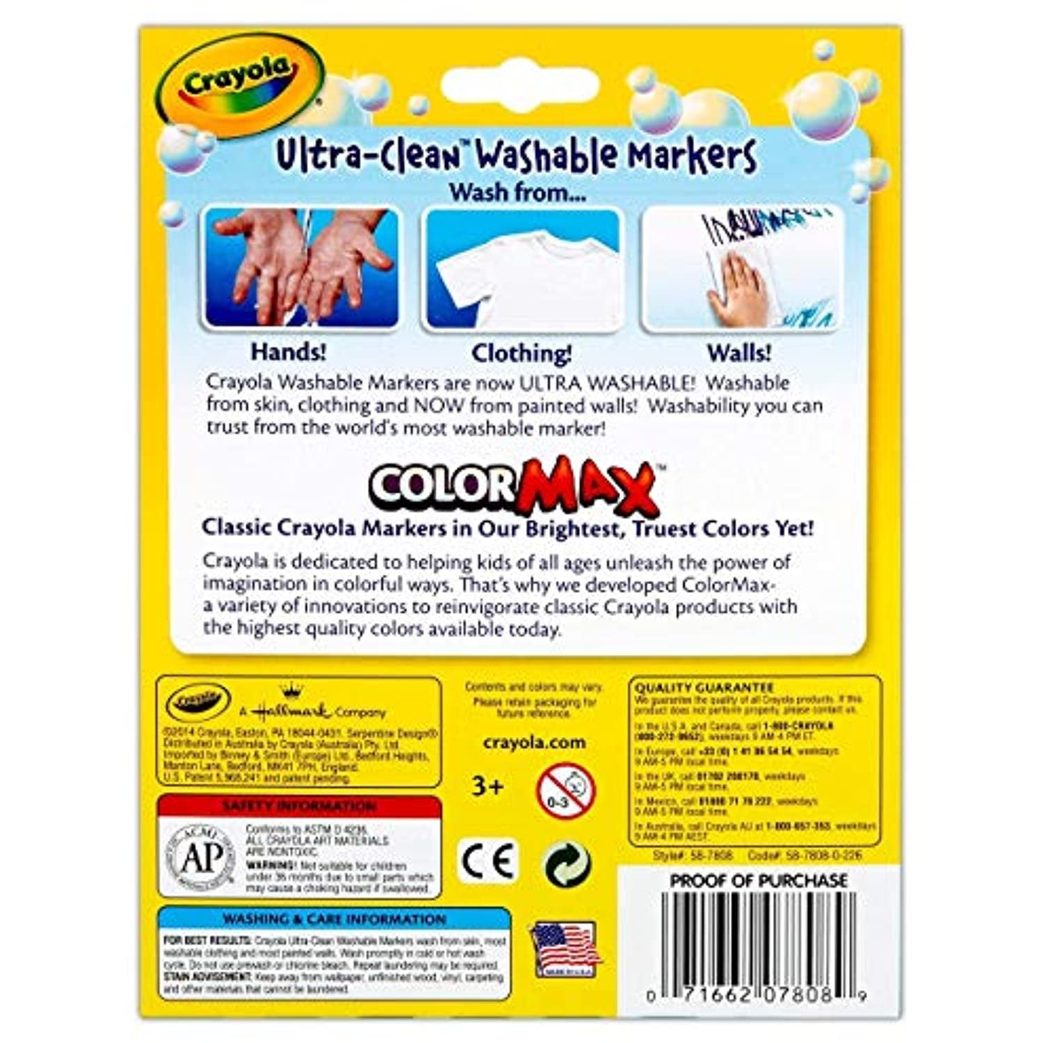 Crayola Ultra-Clean Washable Markers, Broad Point, Assorted Colors, 8 Count