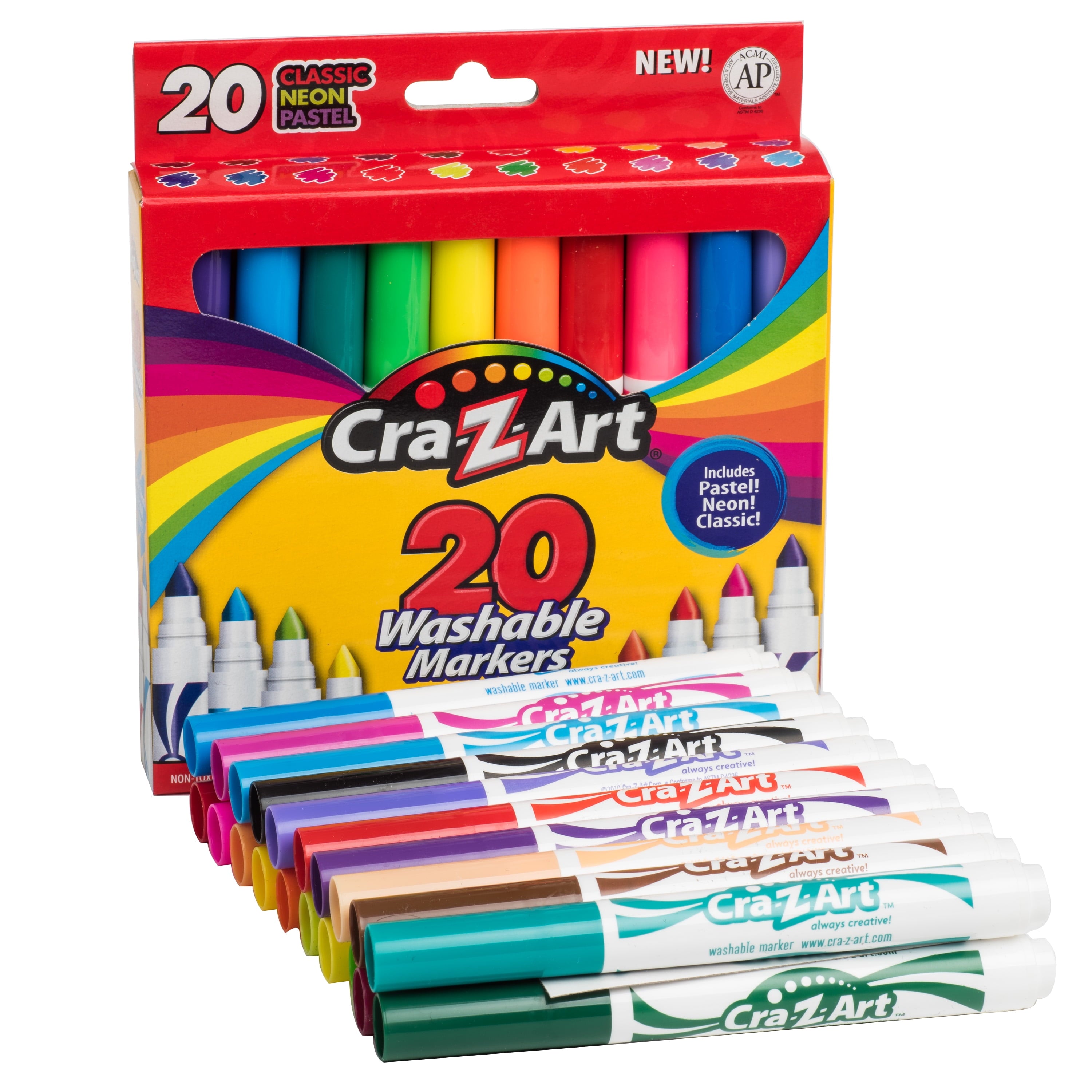 (4 pack) Cra-Z-Art 20 Count Multicolor Broad Line Washable Art Markers, Back to School Supplies