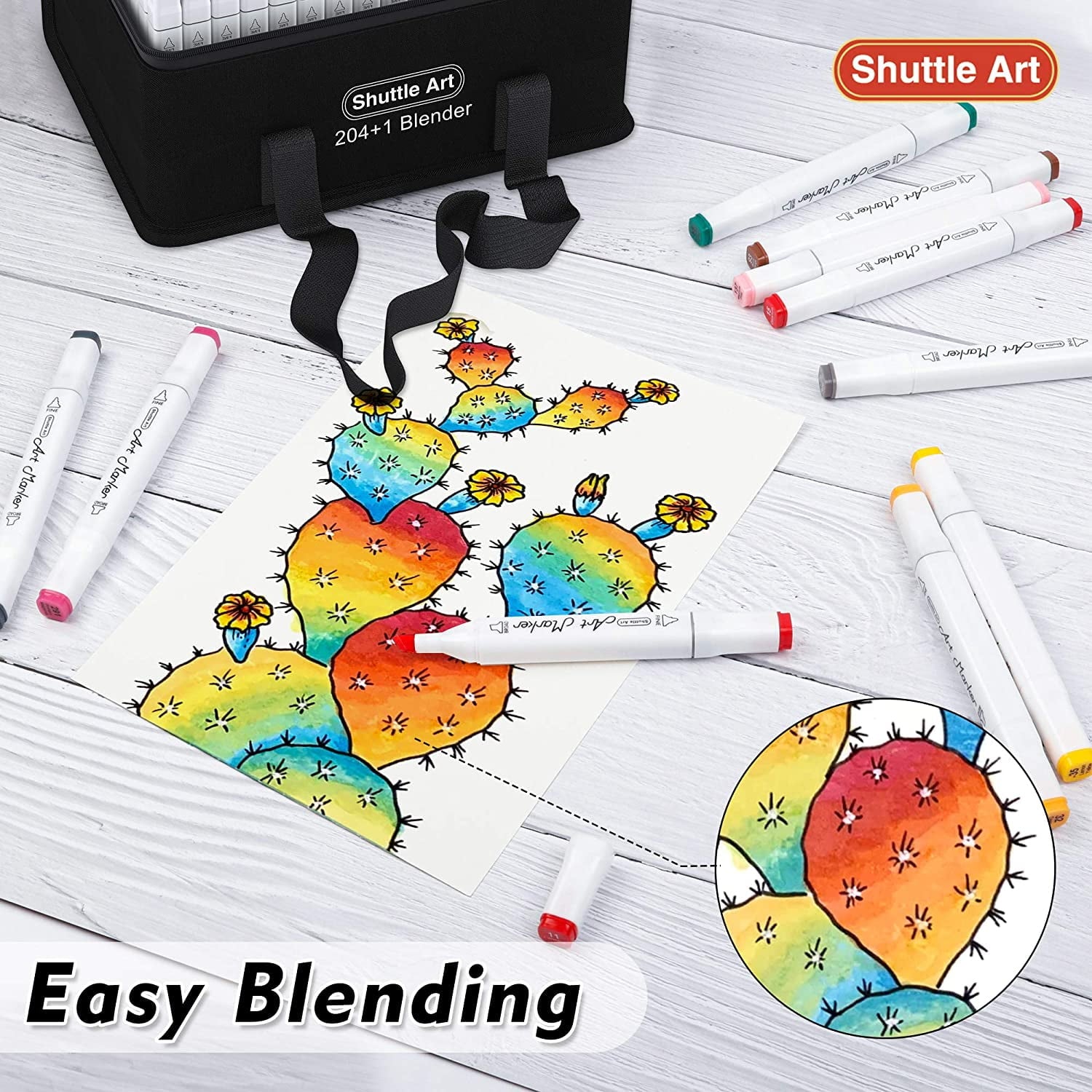 Shuttle Art Non-Toxic Art Markers, Broad-Point, Multicolor, 121 Count Pack