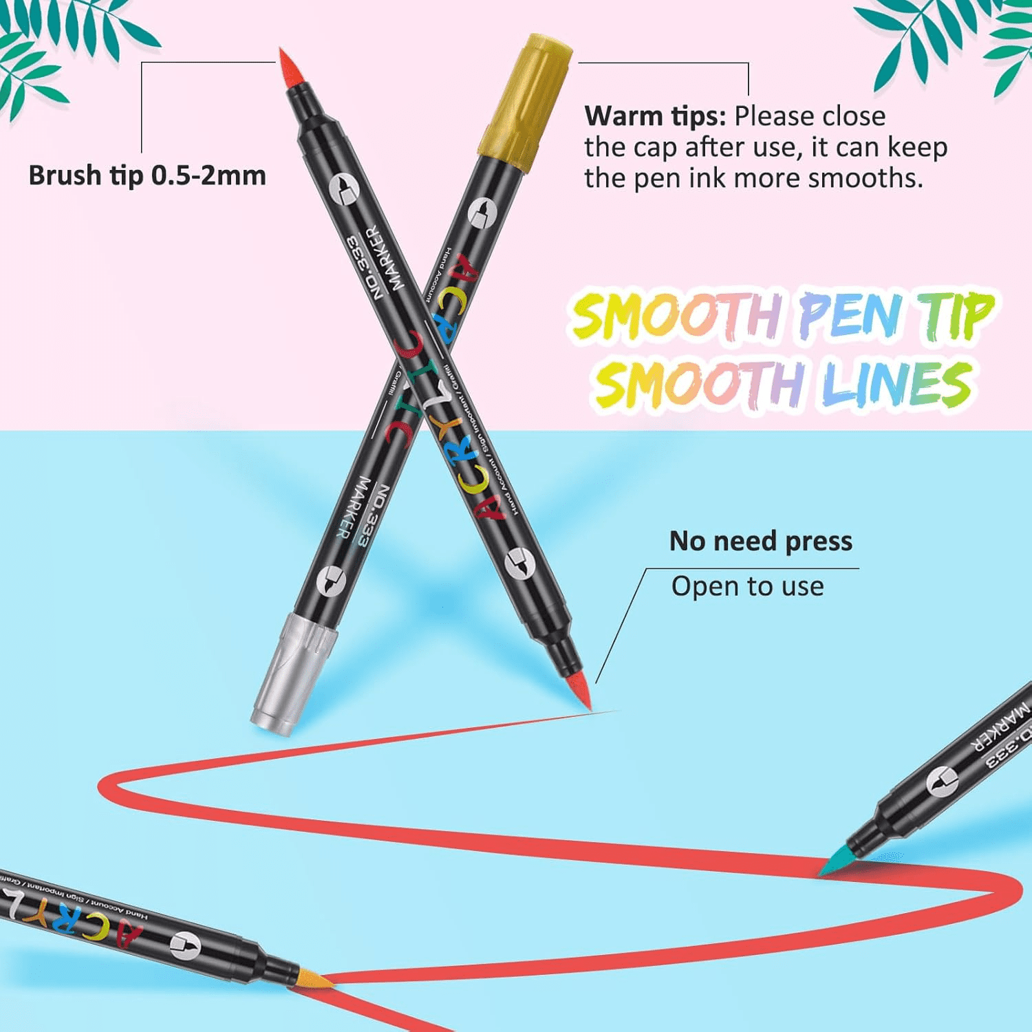 Acrylic Paint Markers,24 Pack 48 Colors Dual Tip Dual Color Acrylic Markers for Stone, Rock Painting, Paper, Pumpkin, Wood,Egg,Canvas,Ceramic,Fabric, leather,Glass,DIY Crafts,Acrylic Paint pens