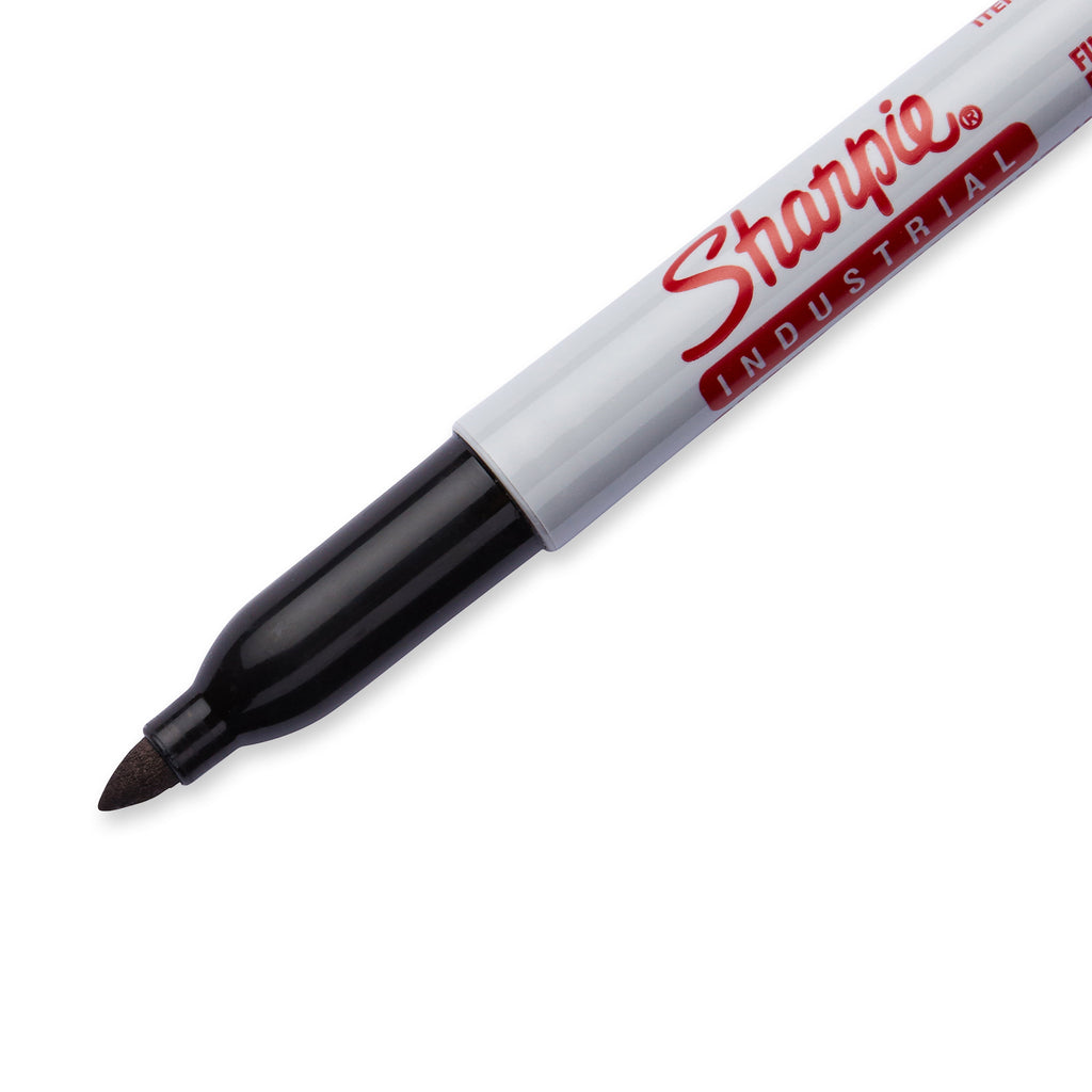 Sharpie® Industrial Permanent Markers, Fine Point, Black, Pack Of 12