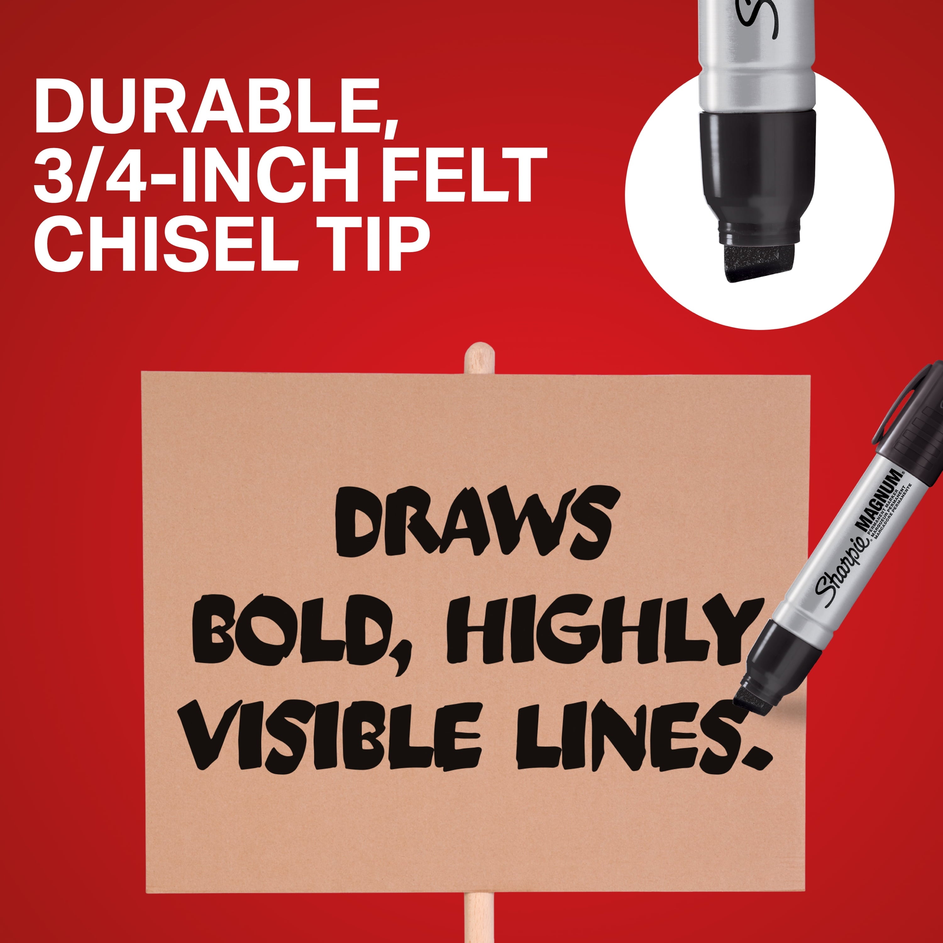 Sharpie Magnum Permanent Marker, Oversized Chisel Tip, Great for Poster Boards, Black, 1 Count