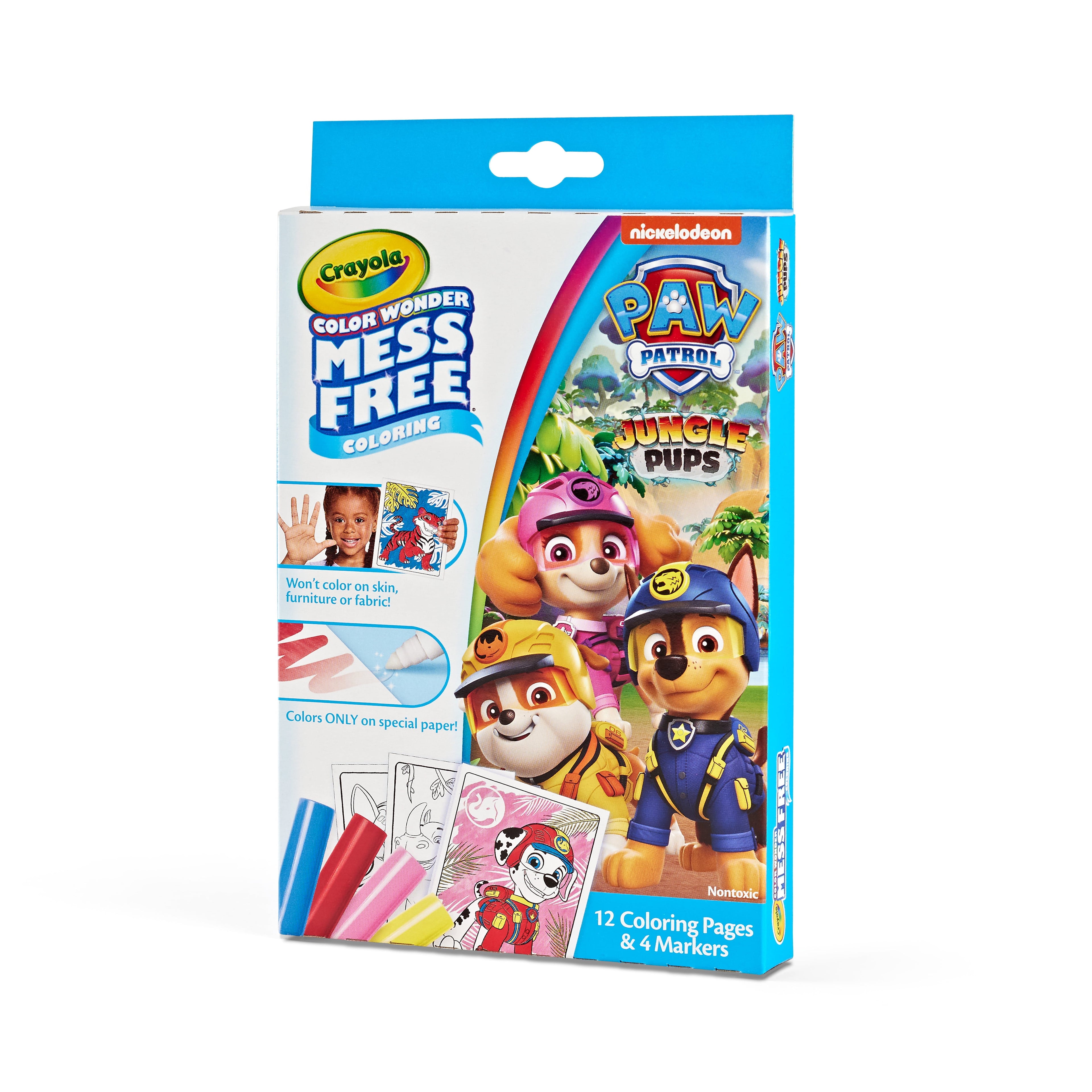 Crayola Color Wonder Paw Patrol Mini Box Set, 12 Coloring Pages & 4 Mess Free Markers, Gifts for Toddlers 3+