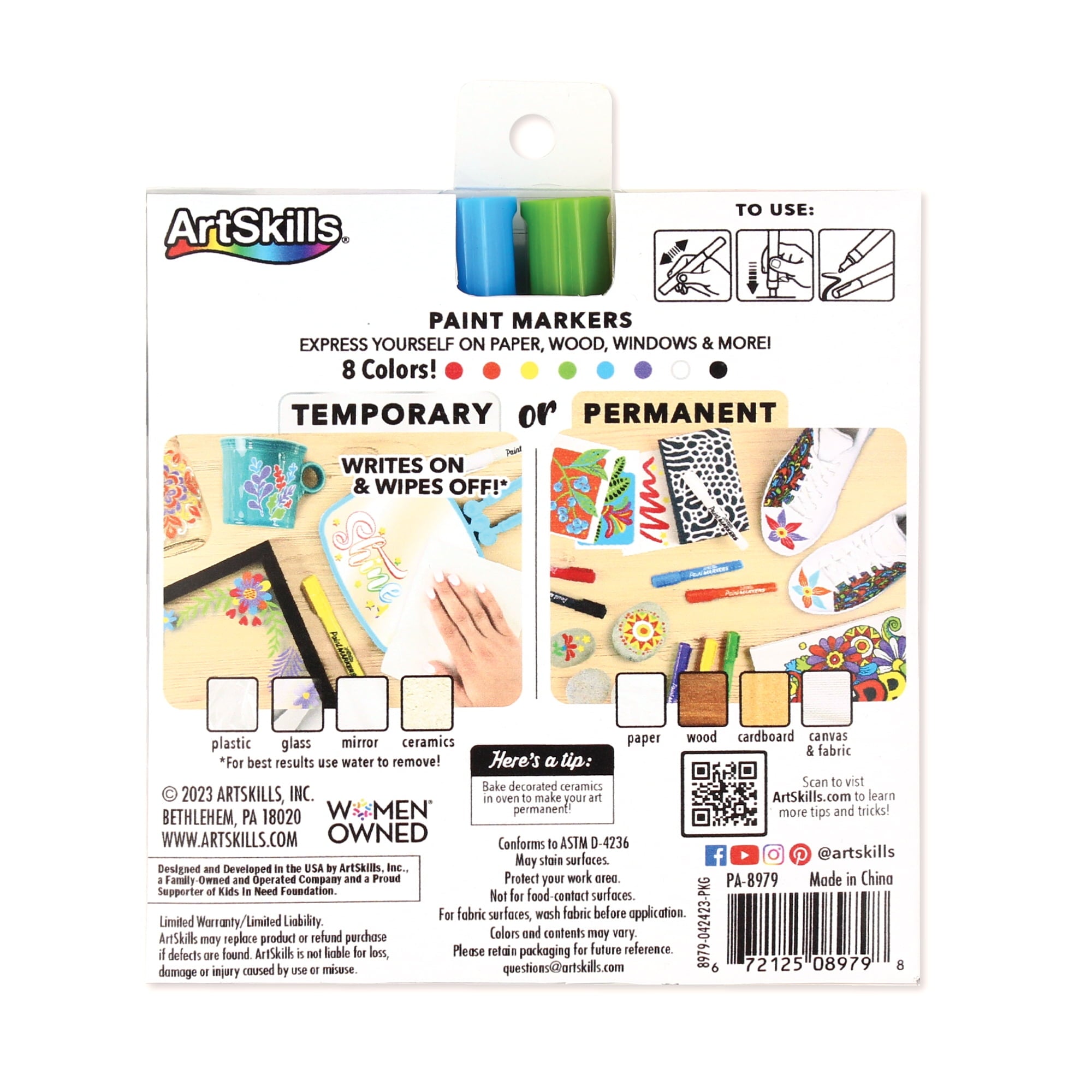 ArtSkills Paint Markers for Arts and Crafts, Art Markers for Kids & Teens, 8 Count