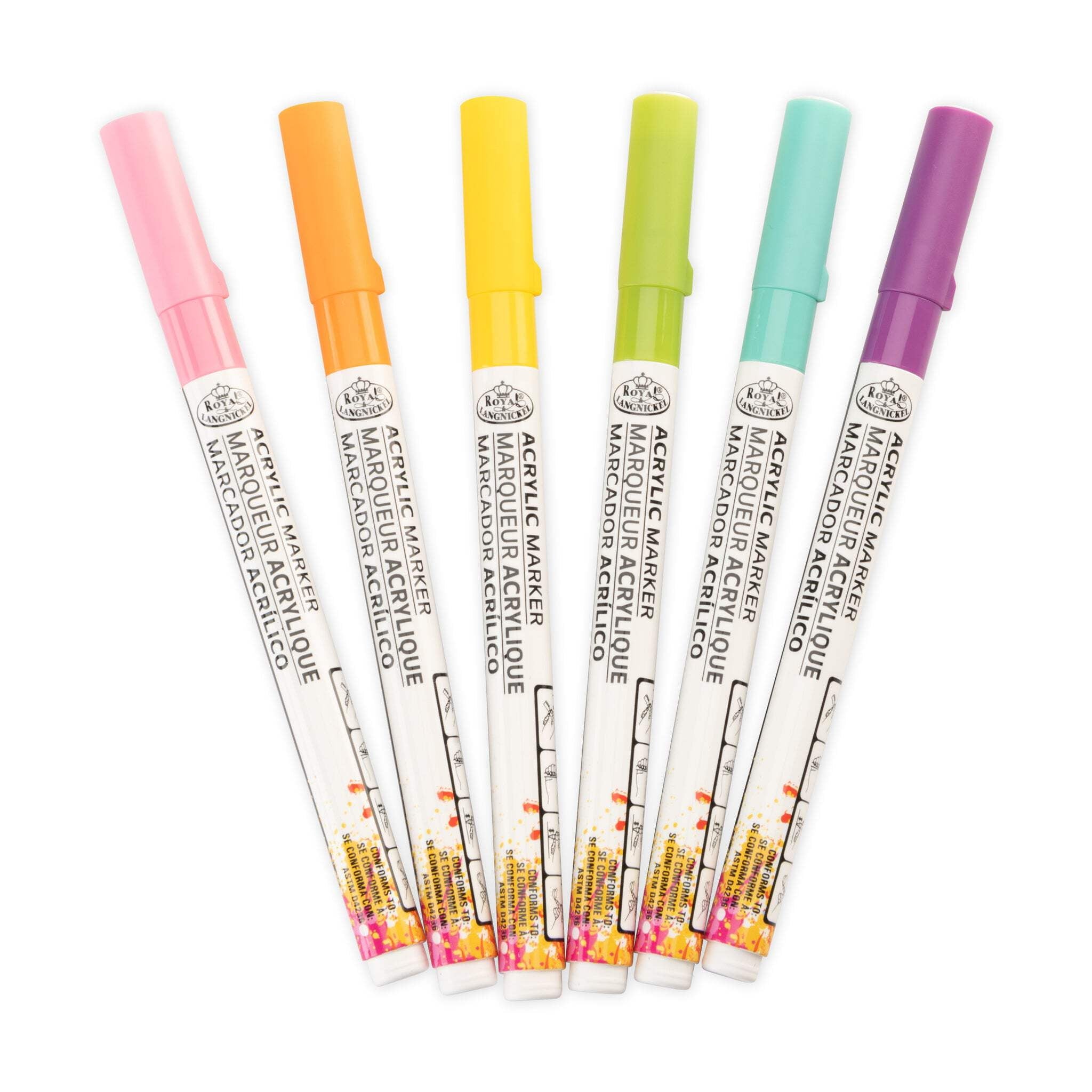 Royal & Langnickel 6 Piece Acrylic .2 mm Hue Markers