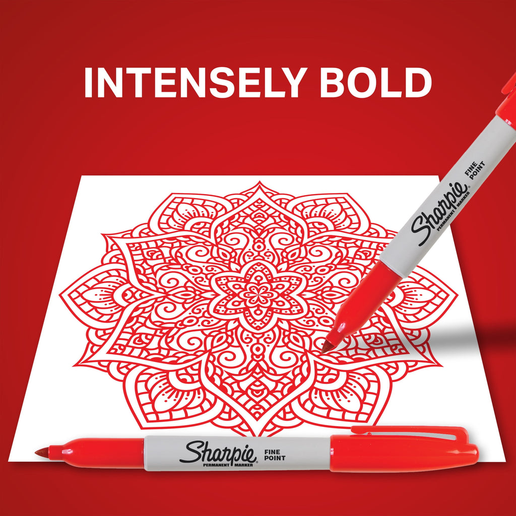 Sharpie Permanent Markers, Fine Point, Red, 12 Count