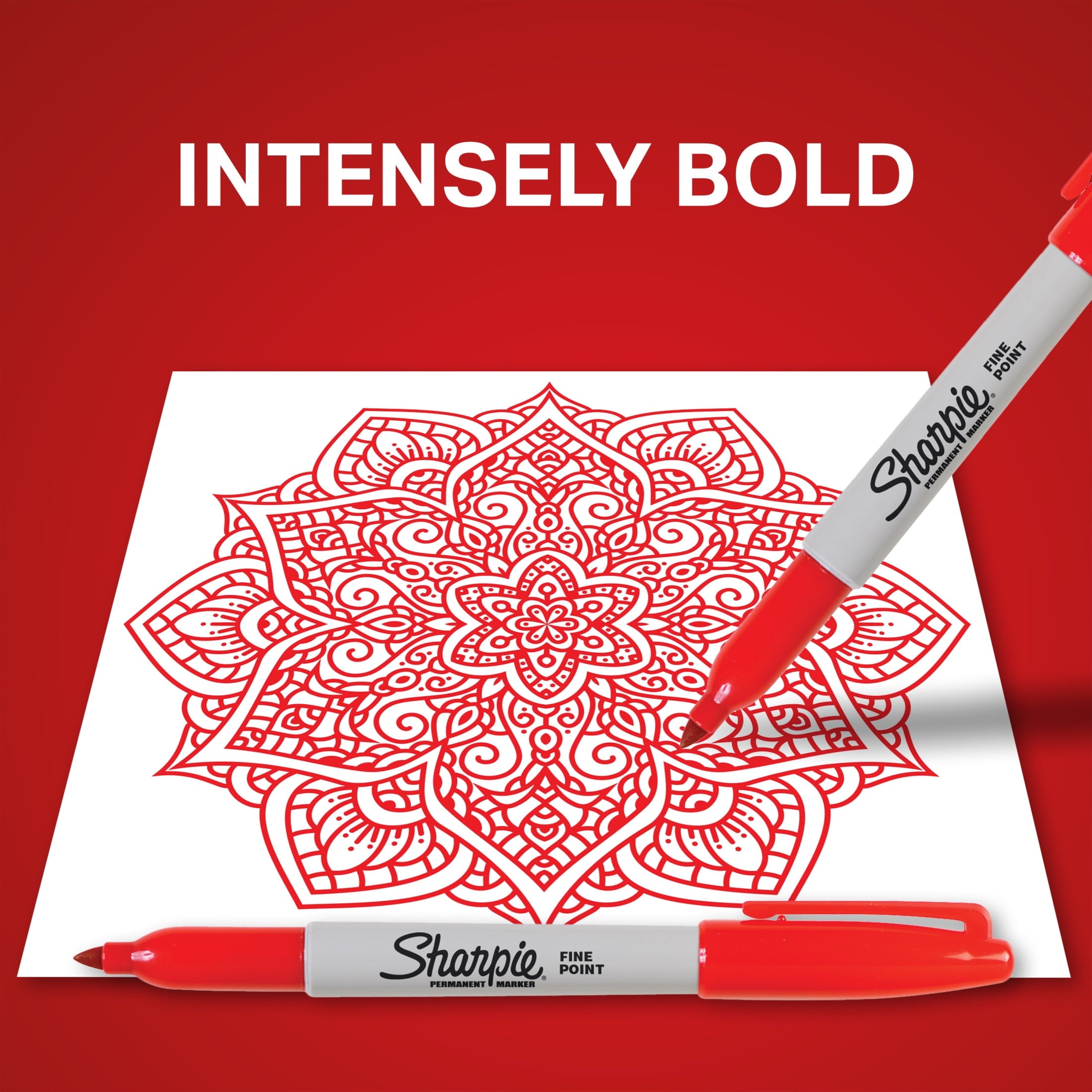 Sharpie Permanent Markers, Fine Point, Red, 12 Count