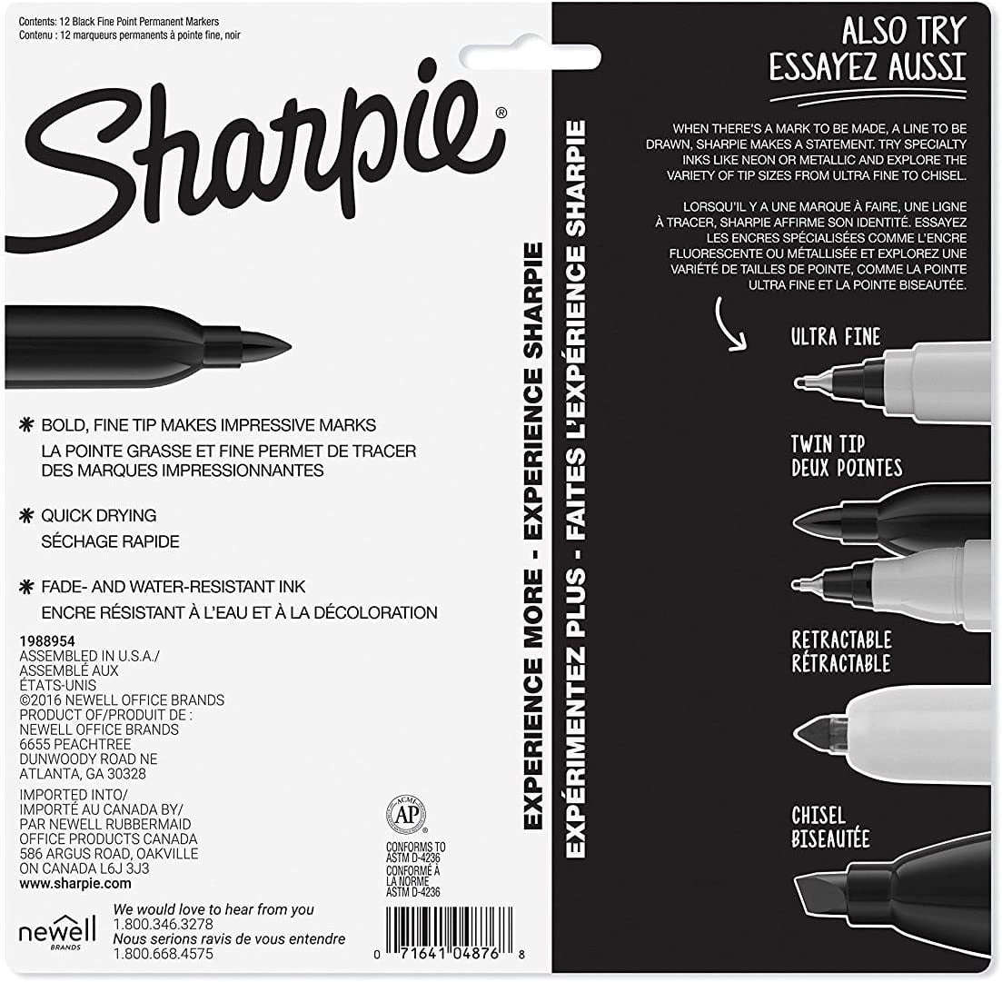Sharpie Permanent Markers Fine Point Black 12 Count Black 12 count
