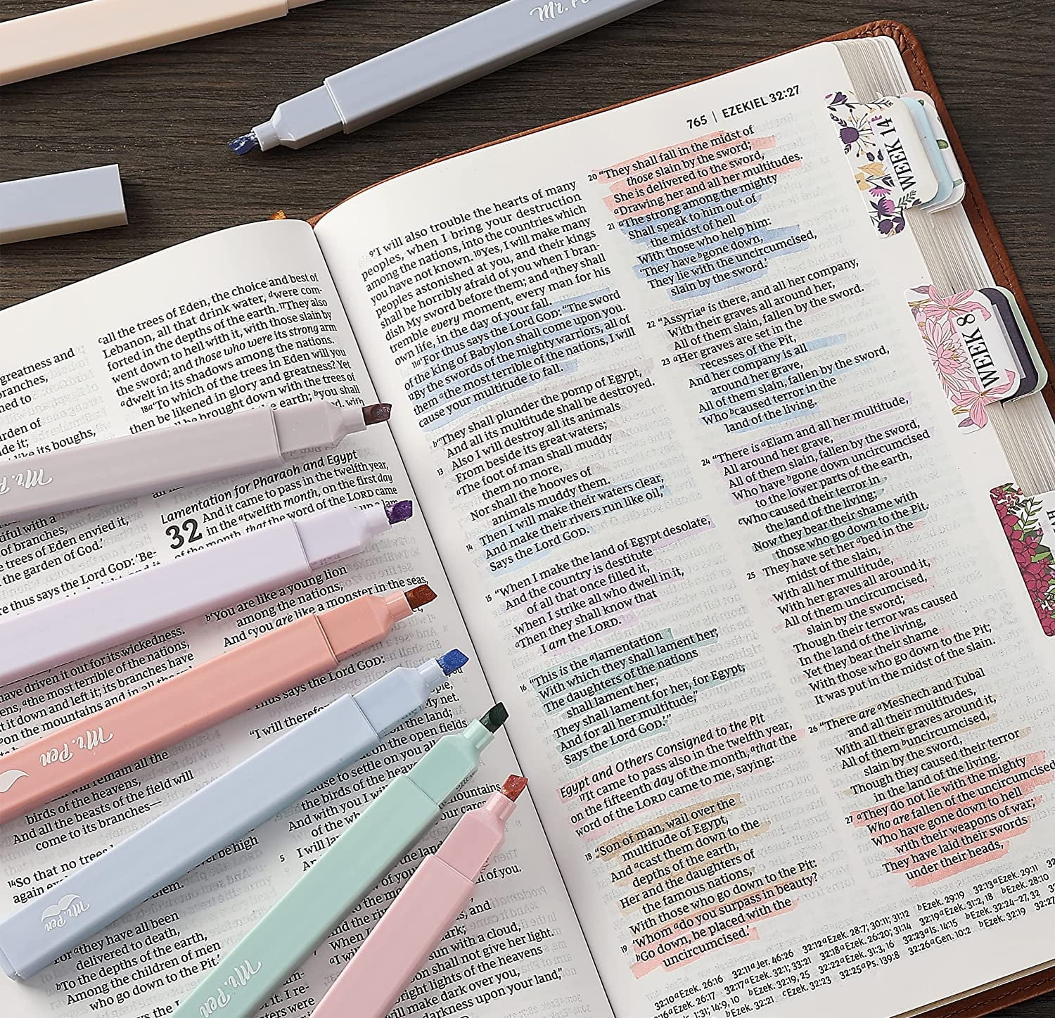 Mr. Pen- Aesthetic Highlighters, 16 pcs, Chisel Tip, Morandi Colors, No Bleed Bible Highlighter Pastel, Assorted Colors, Cute