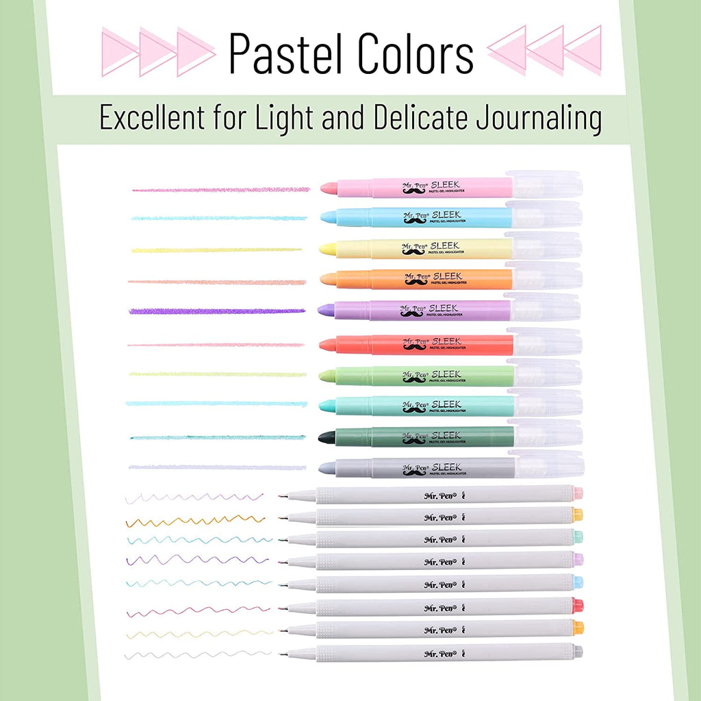 Mr. Pen- Bible Gel Highlighters and Fineliner Pens No Bleed, Pastel Colors, 18 Pcs, Bible Journaling Kit