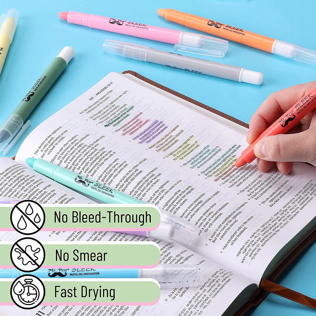 Mr. Pen- Bible Gel Highlighters and Fineliner Pens No Bleed, Pastel Colors, 18 Pcs, Bible Journaling Kit
