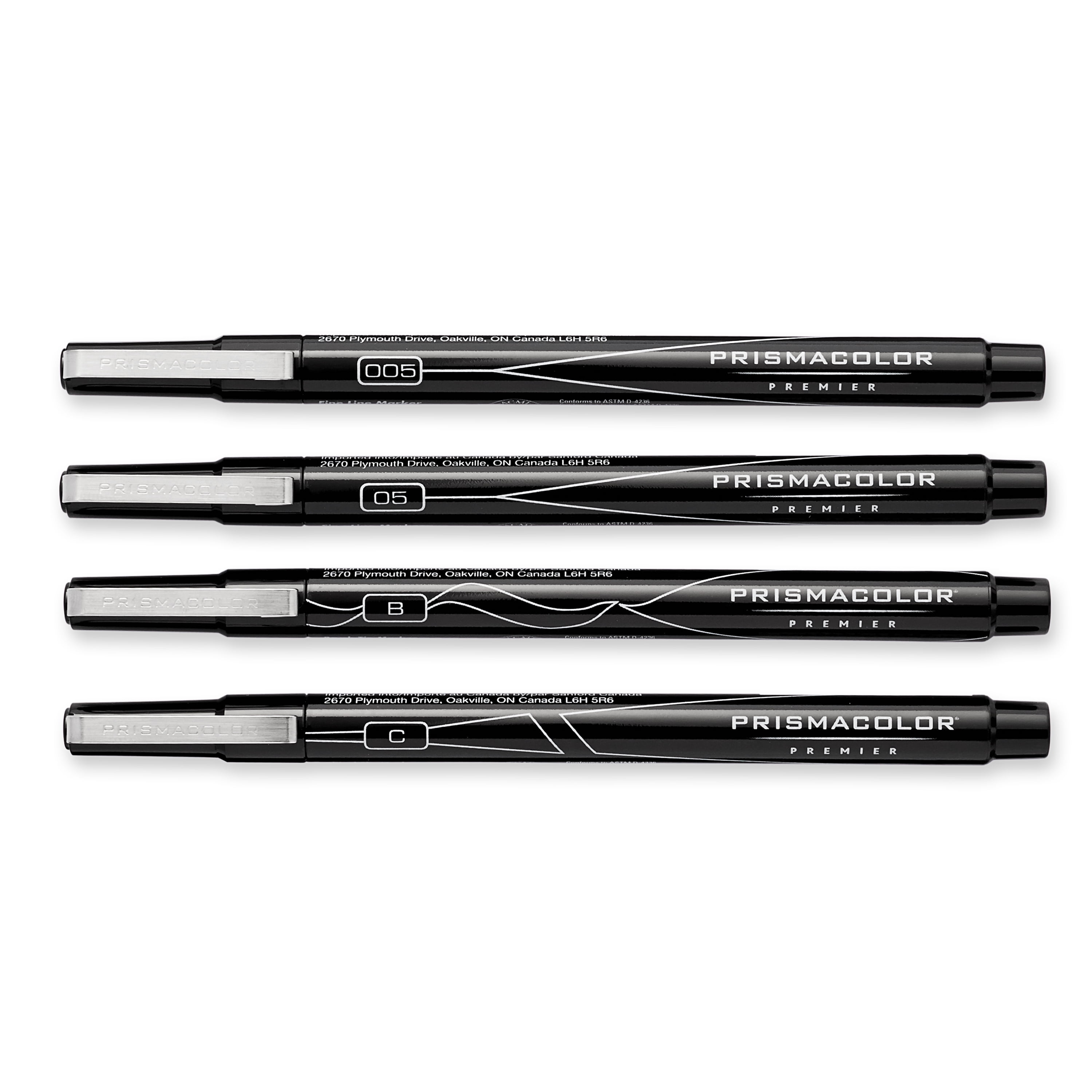 Prismacolor Premier Brush, Chisel & Fine Line Tip Assortment Marker Set, 4-Markers, Black