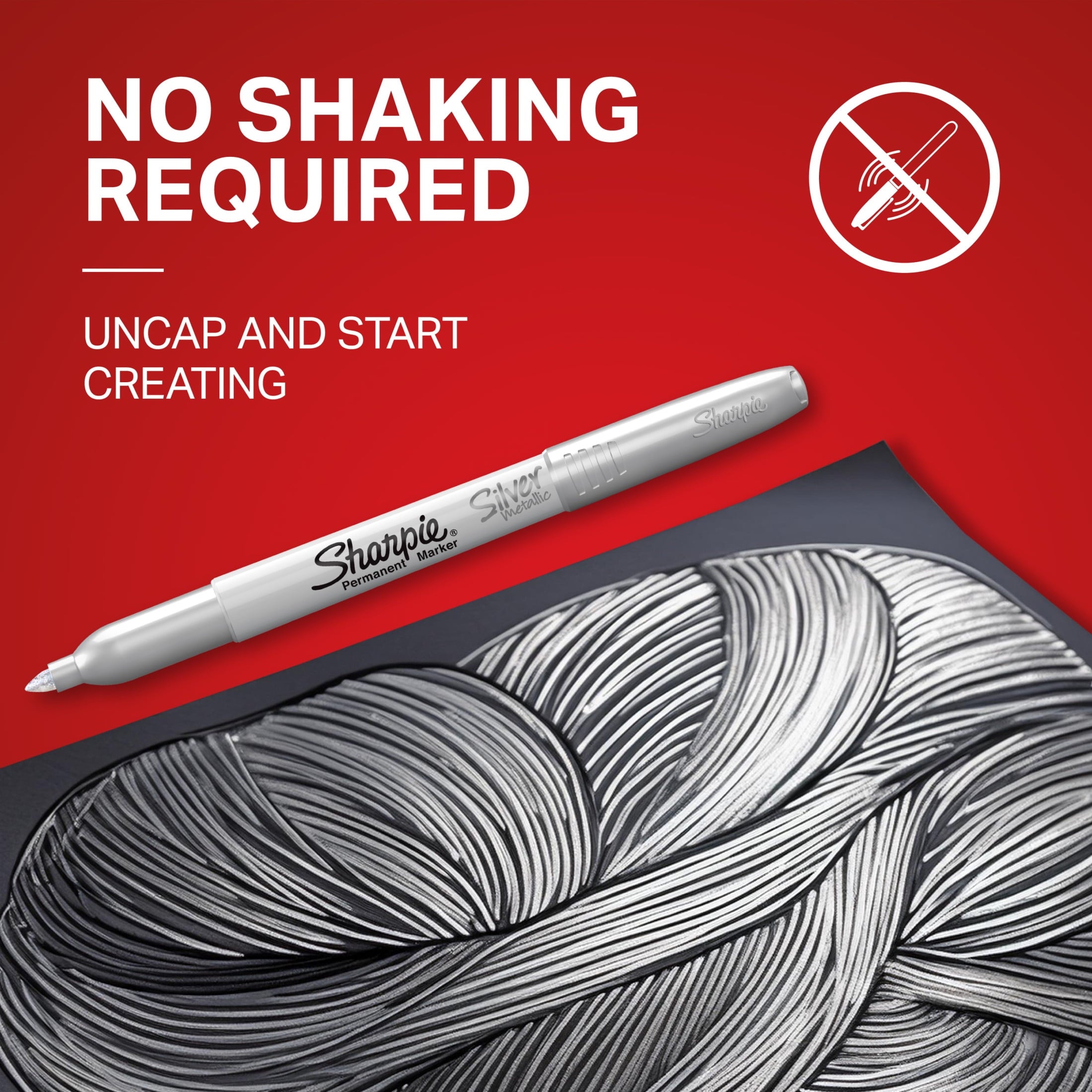 Sharpie Metallic Permanent Marker, Metallic Silver, 4/Pack