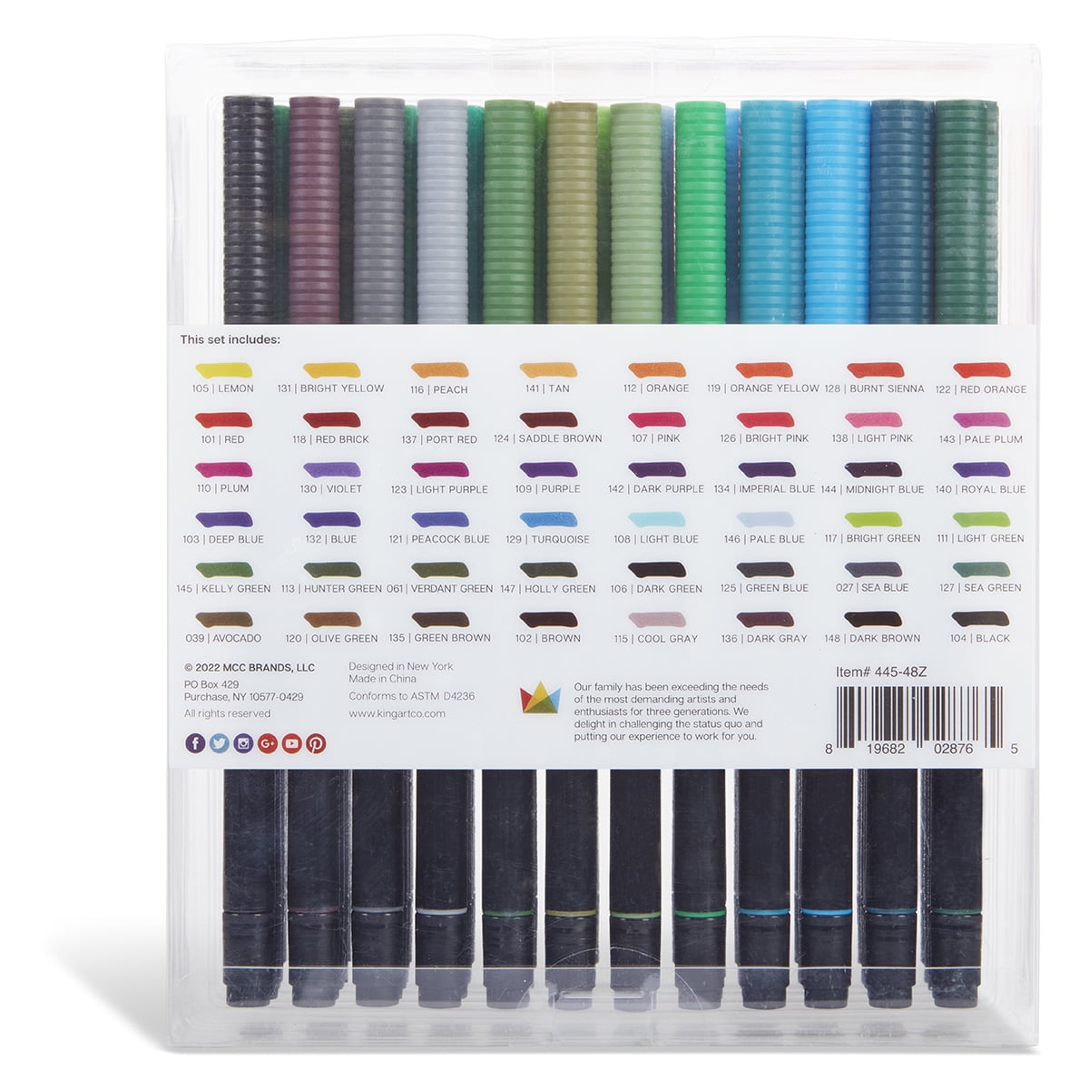 KINGART PRO Twin-Tip Brush Pen Art Markers, 48 Colors