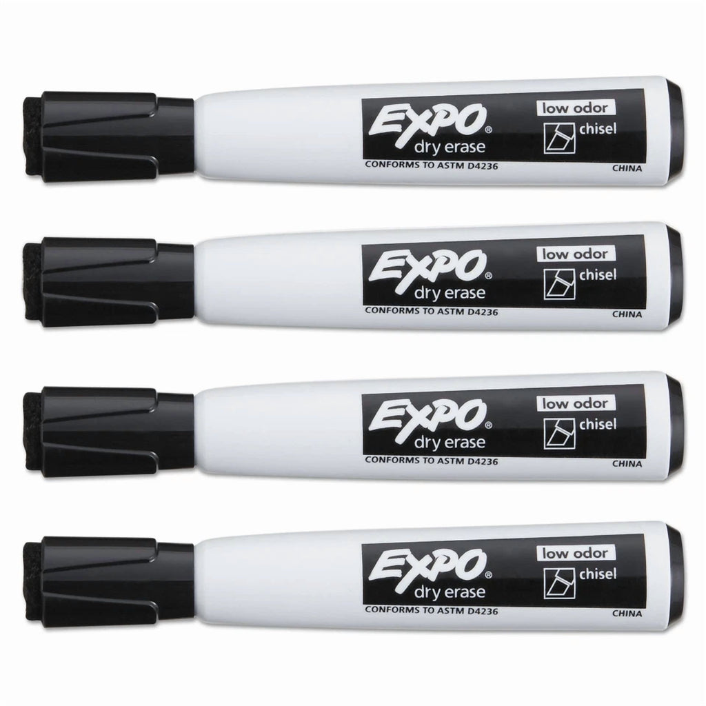 Expo Magnetic Dry Erase Marker Chisel Tip Black 4/Pack 1944729