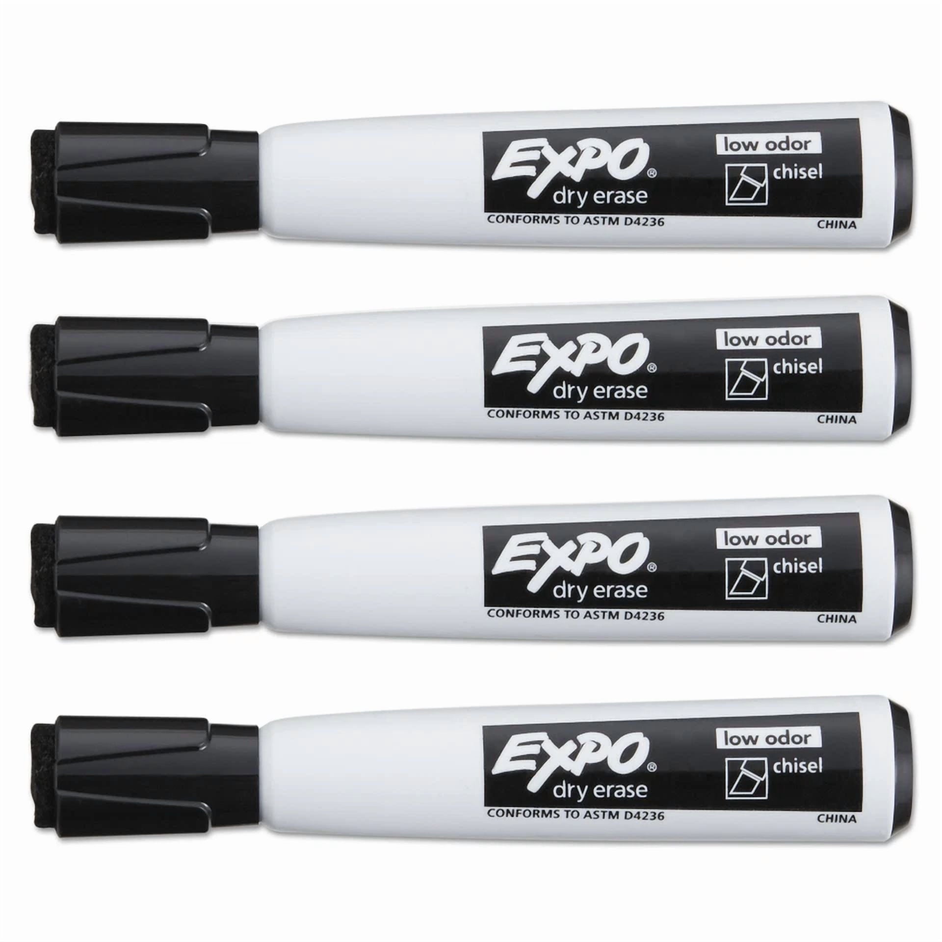 Expo Magnetic Dry Erase Marker Chisel Tip Black 4/Pack 1944729