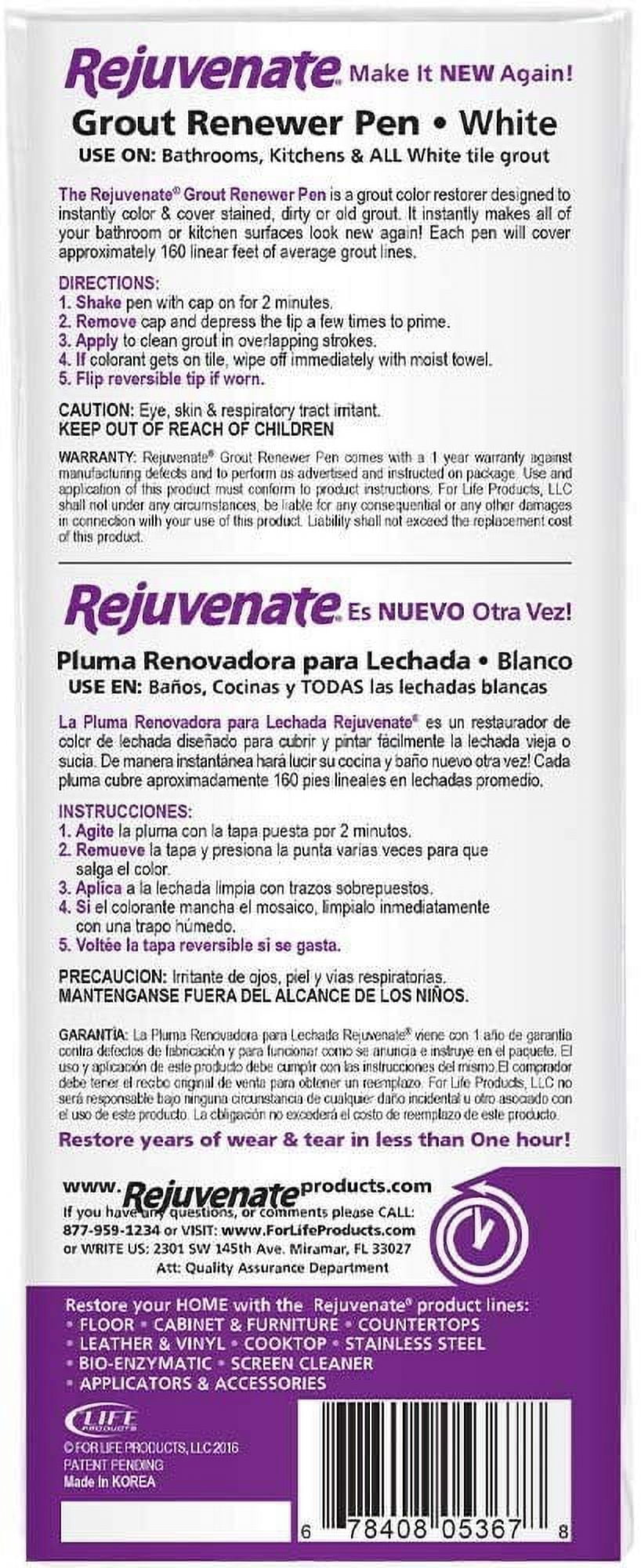 Rejuvenate White Grout Restorer Marker Pens Restore and Renew Dingy Stained Grout in Minutes 2 Units Pack