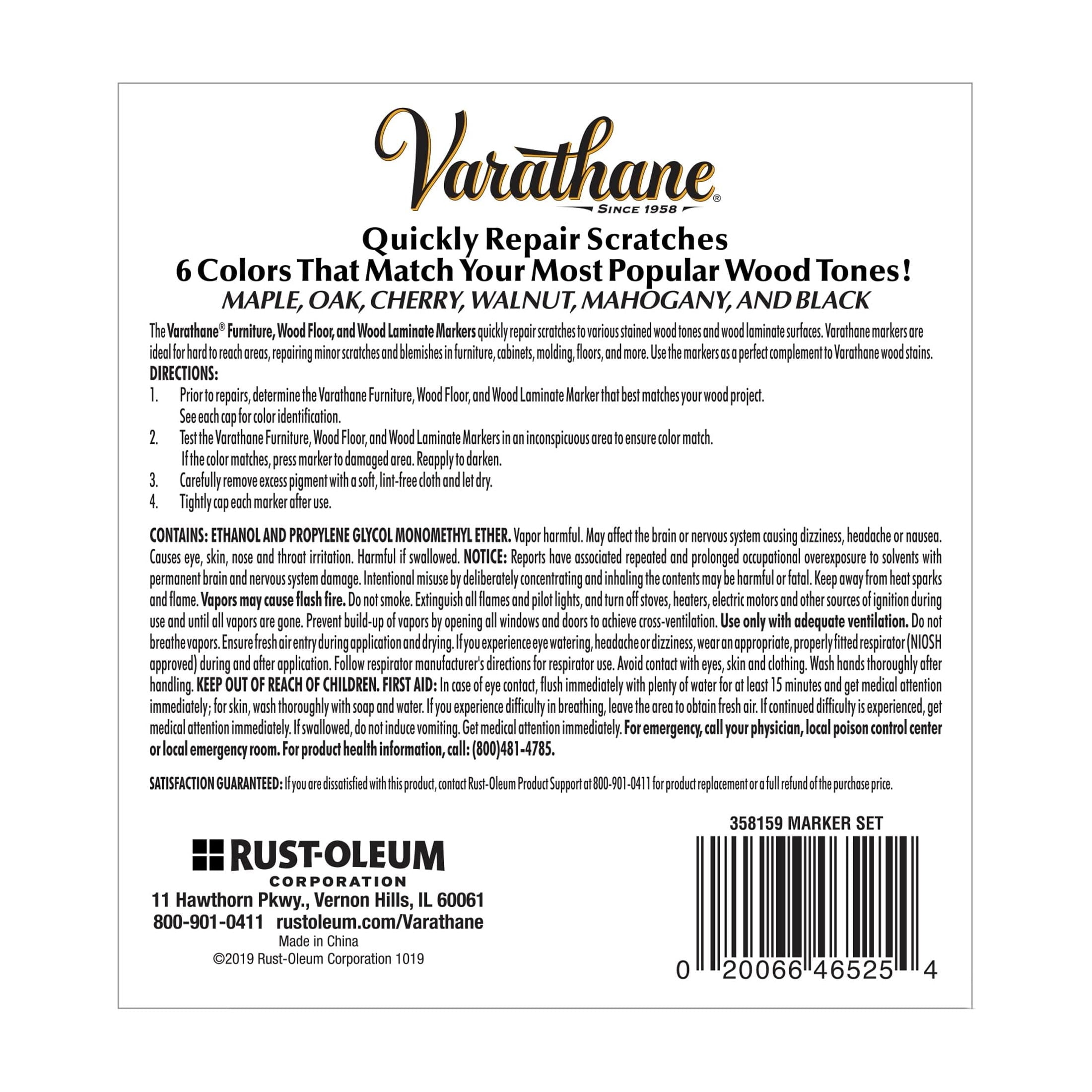 Varathane Wood Repair Markers- Assorted Colors-358159, 6 Colors