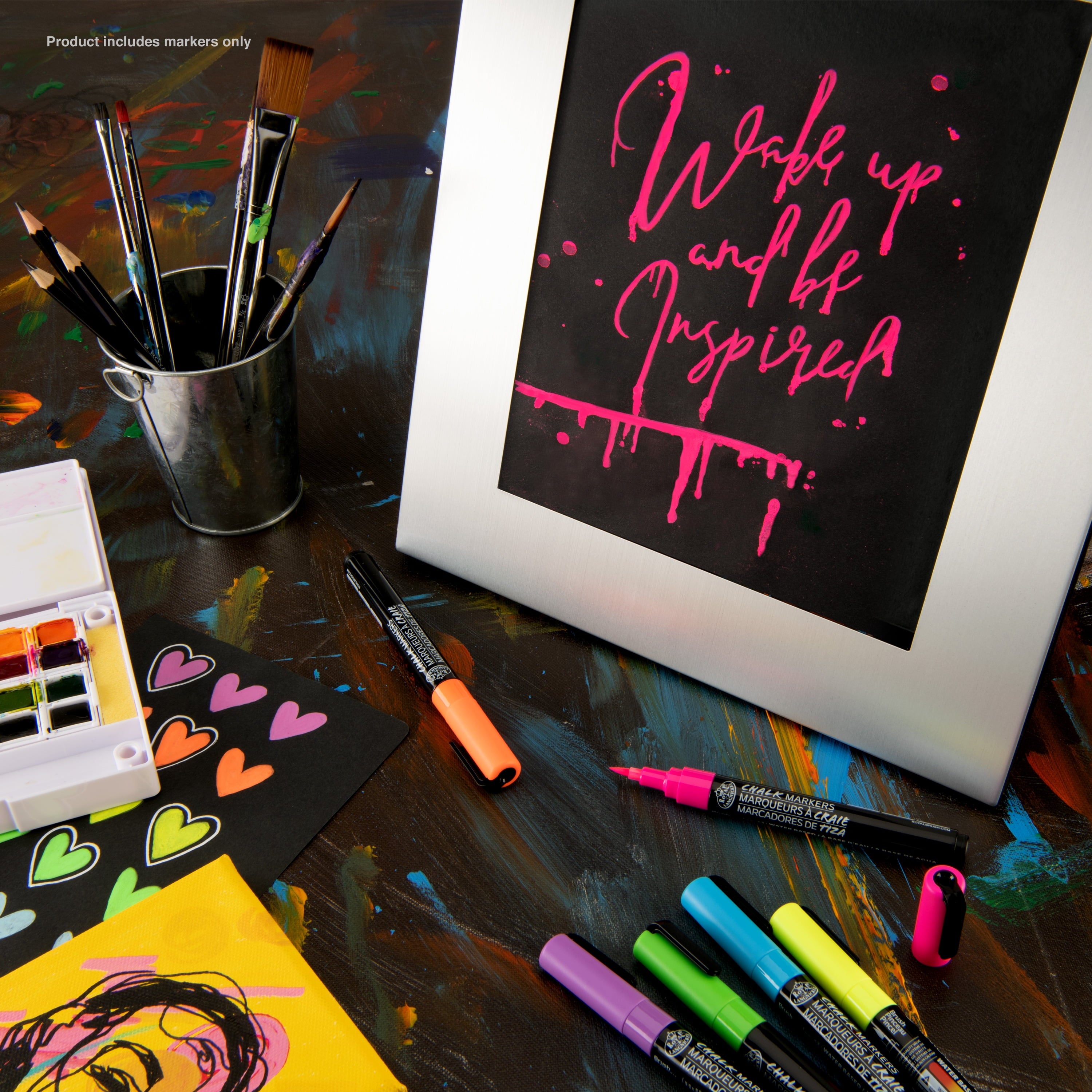 Royal & Langnickel - 6pc Artist Chalk Markers with Brush Tips, Neon Colors