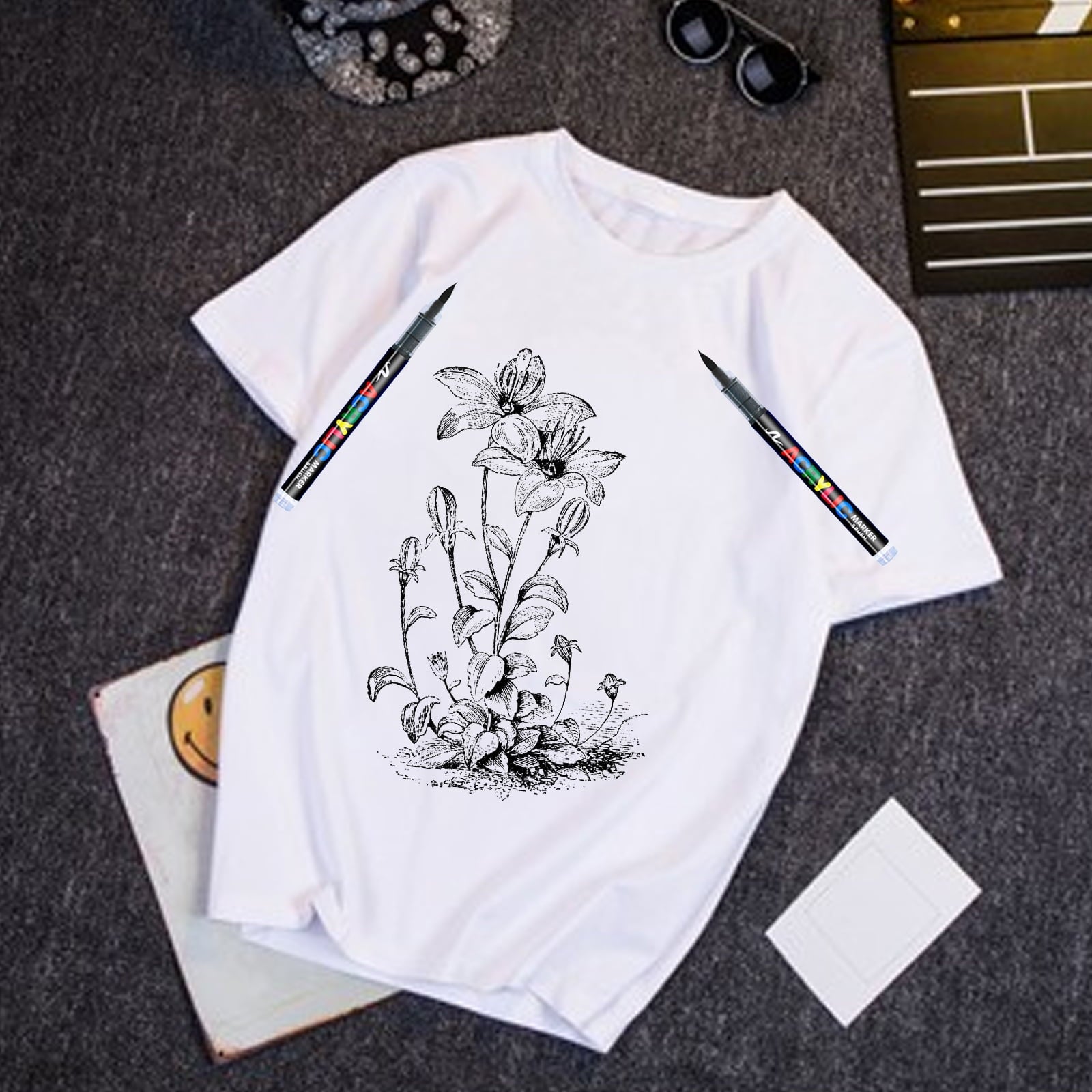 Permanent Marker Black Acrylic Pen， Waterproof Quick Drying （1.0mm-6.0mm）Thread Width Suitable for Stone, Wood, Glass, Ceramic, Canvas, Tyres and Textiles