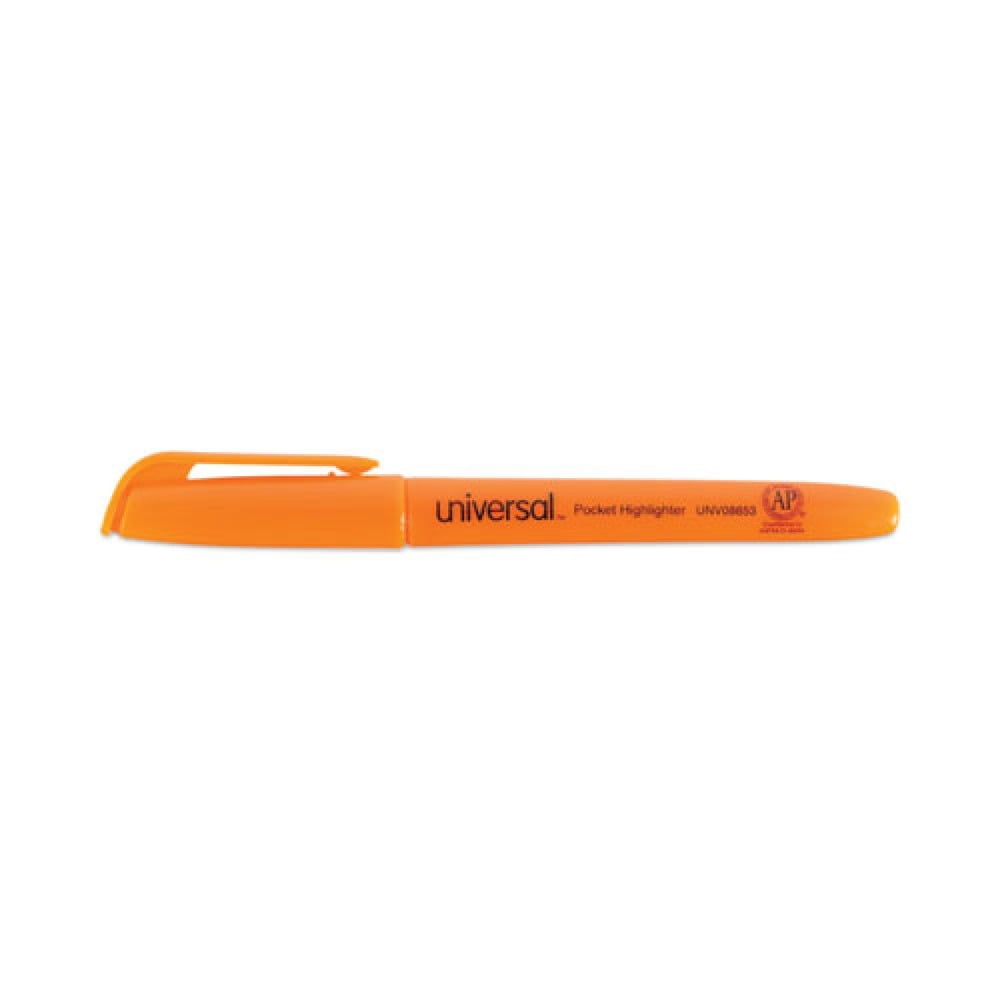 Universal Chisel Tip Fluorescent Orange Ink Orange Barrel Pocket Highlighters (1 Dozen)