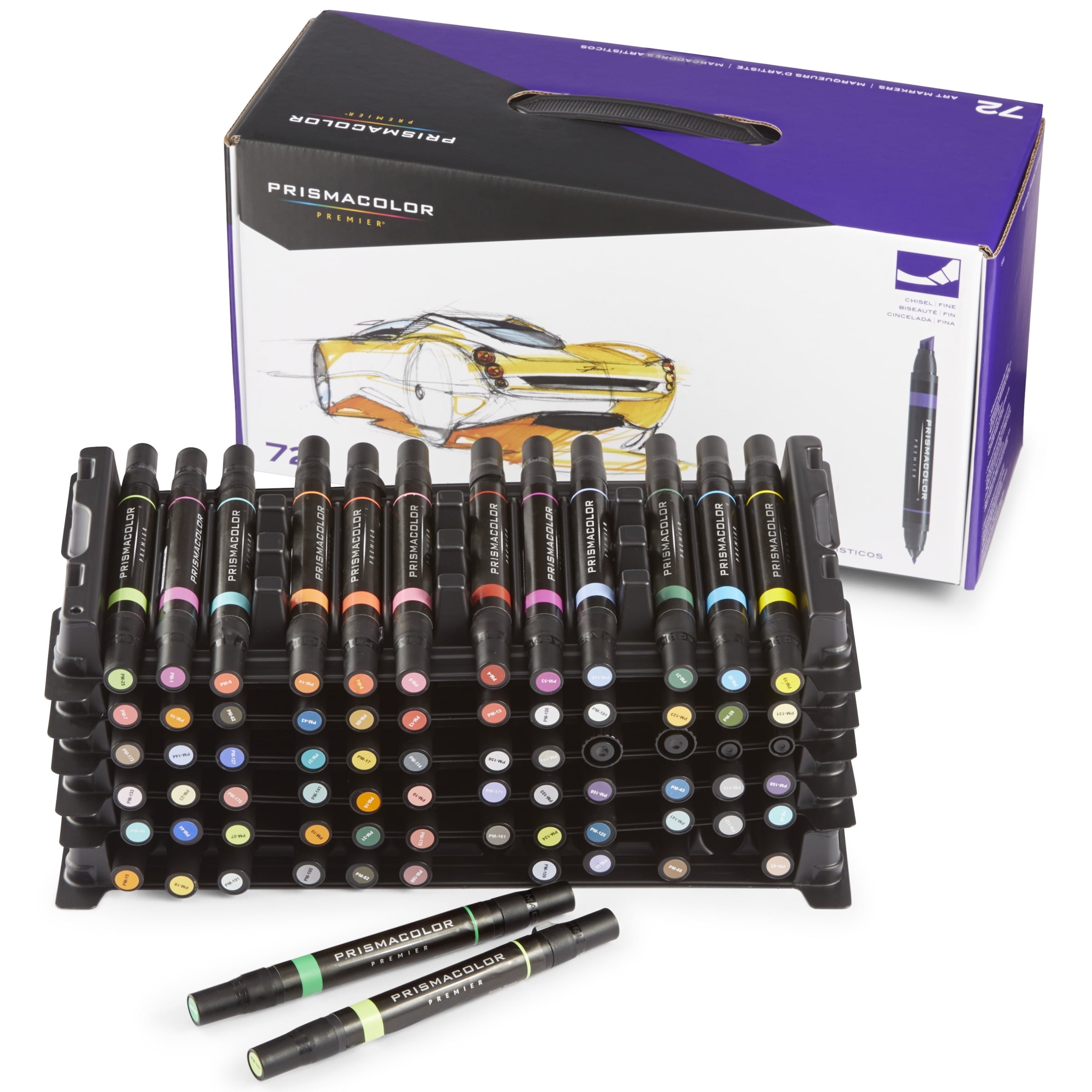 Prismacolor Premier Double-Ended Art Markers, Fine and Chisel Tip, Assorted Colors, 72 Count