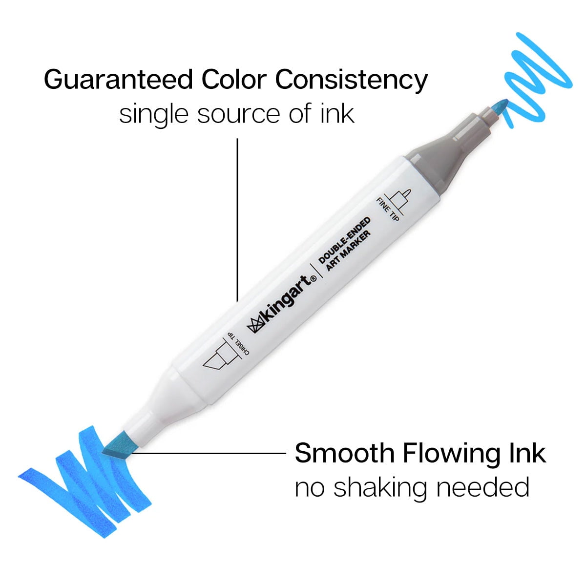 KINGART® 424-120 PRO Double-Ended Alcohol Ink Art Markers, 120 COLORS, Fine Poi