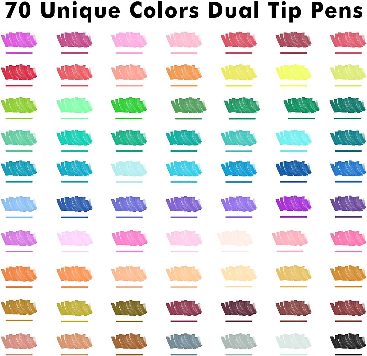 Dual Tip Brush Pens Art Markers, Shuttle Art 70 Colors Fine and Brush Dual Tip Markers Set in Portable Case with 1 Coloring Book for Adult Artist Coloring