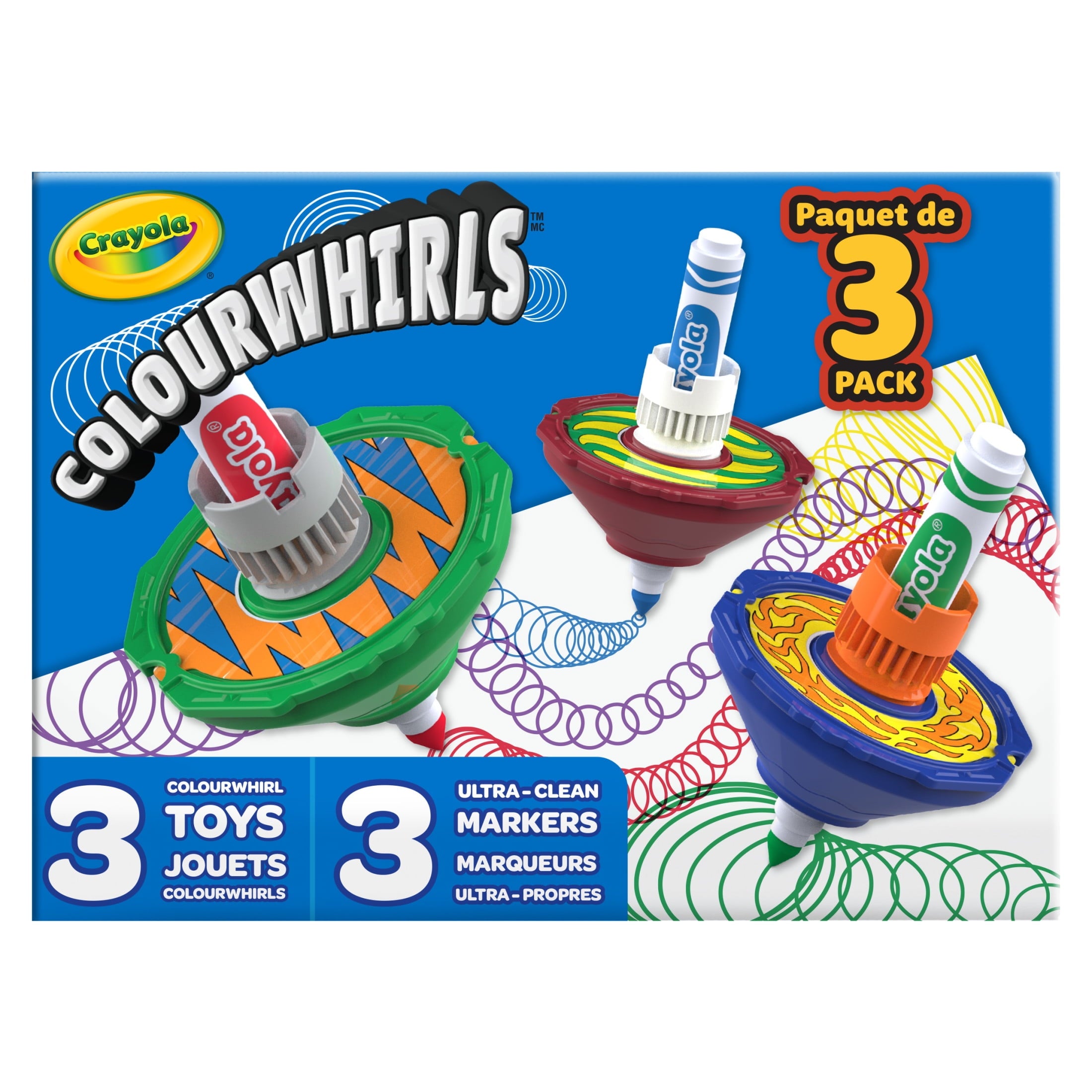 Crayola Colourwhirls Spin Art Toy with Washable Marker, 3 Ct Playset, Competition Game, Coloring Gifts for Kids Ages 6, 7, 8, 9