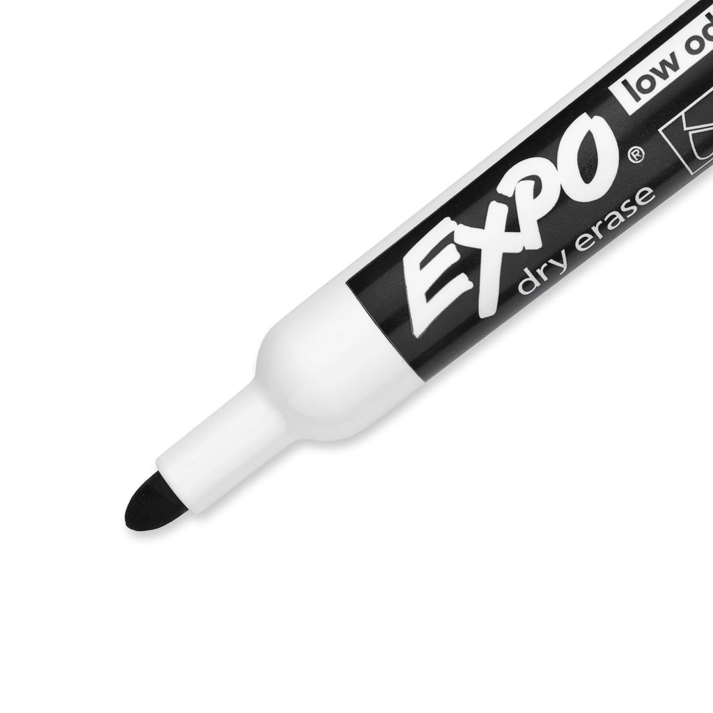EXPO Low Odor Dry Erase Marker, Bullet Tip, Black, Dozen