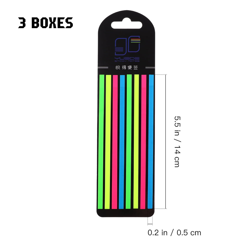 3 Boxes of Highlighter Tapes Fluorescence Highlight Strips Sticky Long Page Markers Tabs Study Supplies