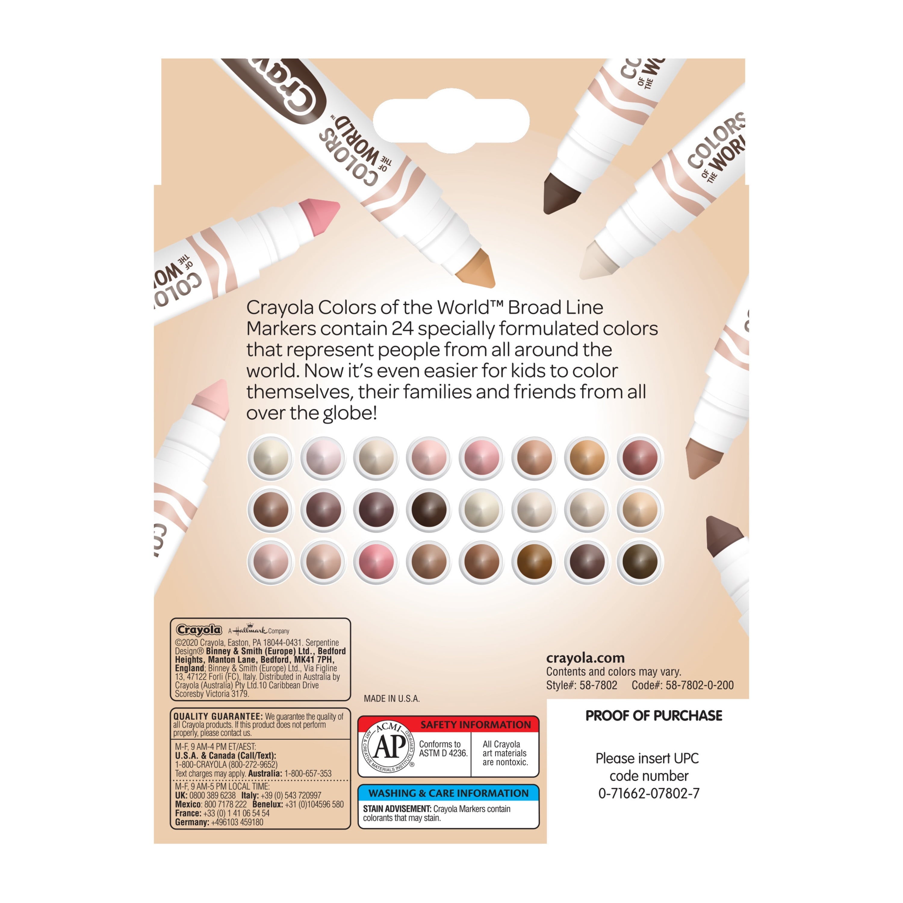 Crayola Colors of the World Art Markers, 24 Ct, Kids Stocking Stuffers, Holiday Arts & Crafts Supplies, Teacher Gift