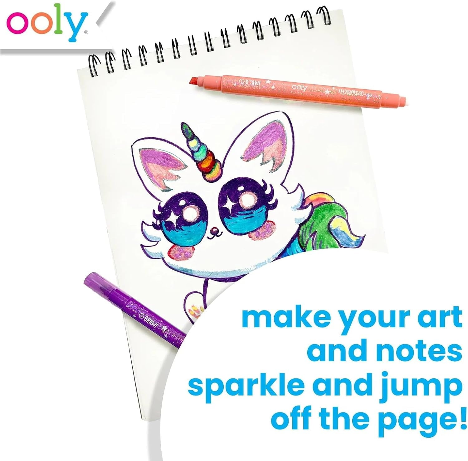 OOLY Switcheroo Sparkle, Glittery Color-Changing Markers, 12 Count