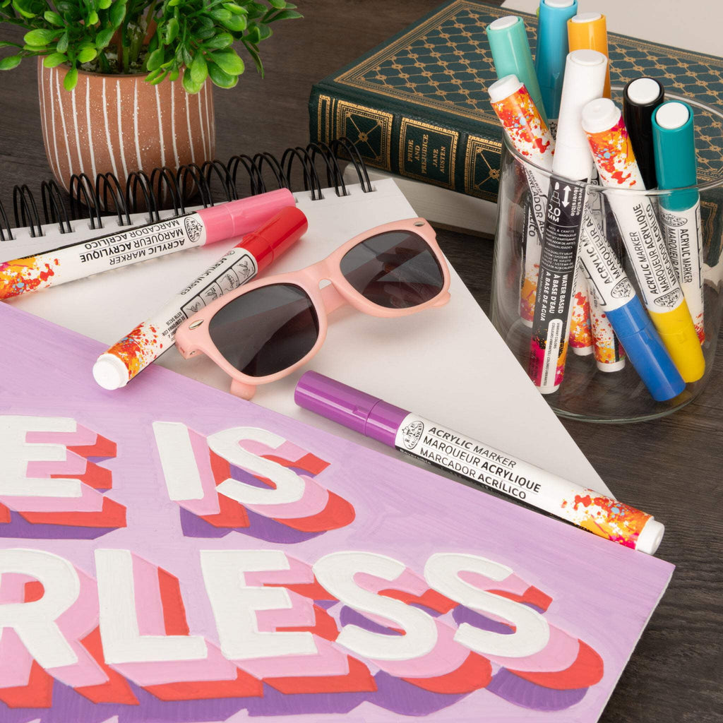 Royal & Langnickel 12PC Acrylic 2.0 mm Reversible Tip Primary Markers