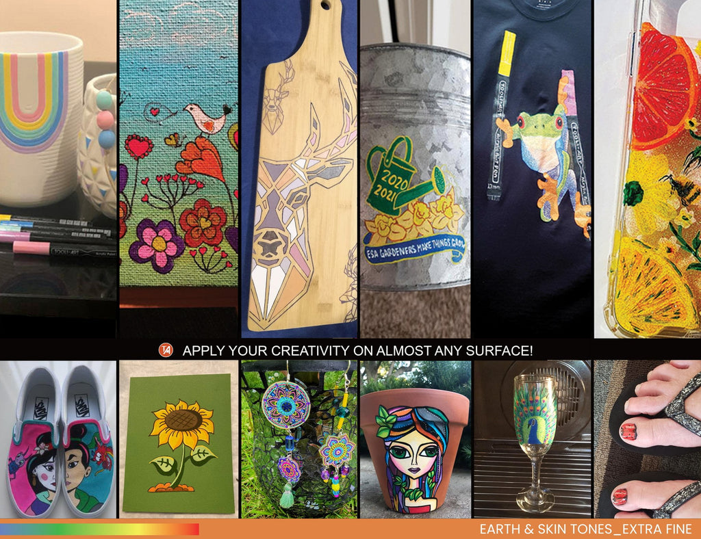 Tooli-Art Acrylic Paint Pens Skin and Earth Tones Marker Set 0.7mm Extra Fine Tip For Rock Painting, Canvas, Most Surfaces with Non-Toxic, Quick Dry Marker Set of 36