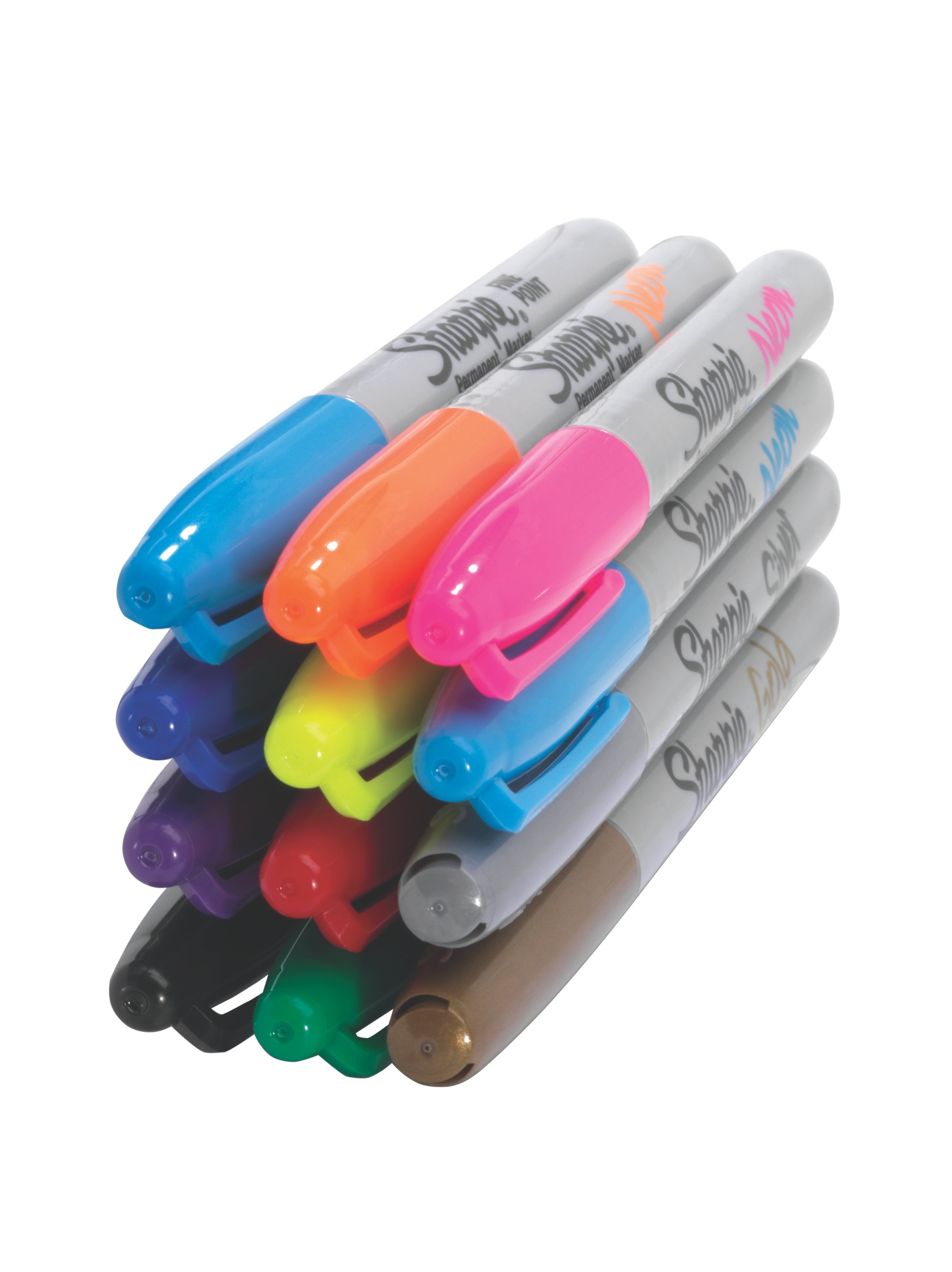 Sharpie Permanent Markers, Fine Point, Assorted Bold Colors, 12 Count