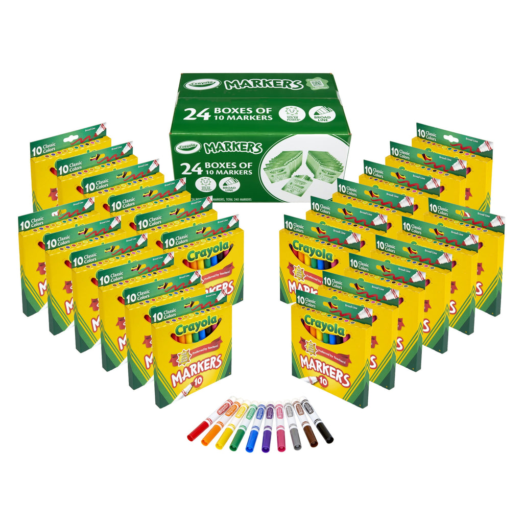 Crayola Bulk Markers for Kids (24pk of 10), Broad Line, Classroom Essentials for Teachers, School Supplies