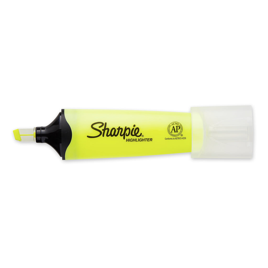 Sharpie Clear View Highlighters, Chisel Tip, Fluorescent Yellow, 3 Pack