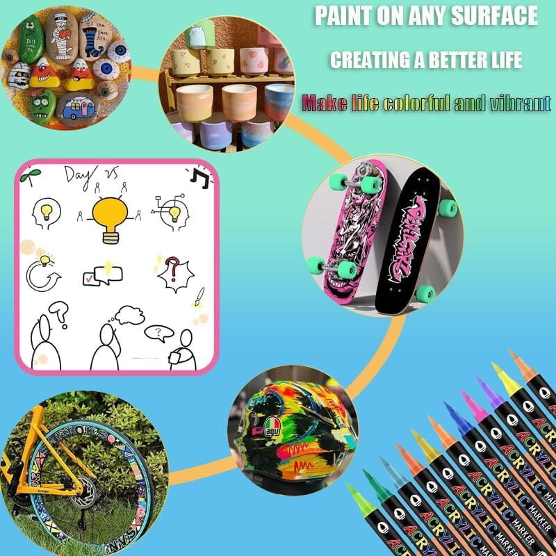 36pcs  Acrylic Paint Markers -ANUNU Acrylic Paint Pens,Rock Painting,  DIY Crafts Art Supplies Kit