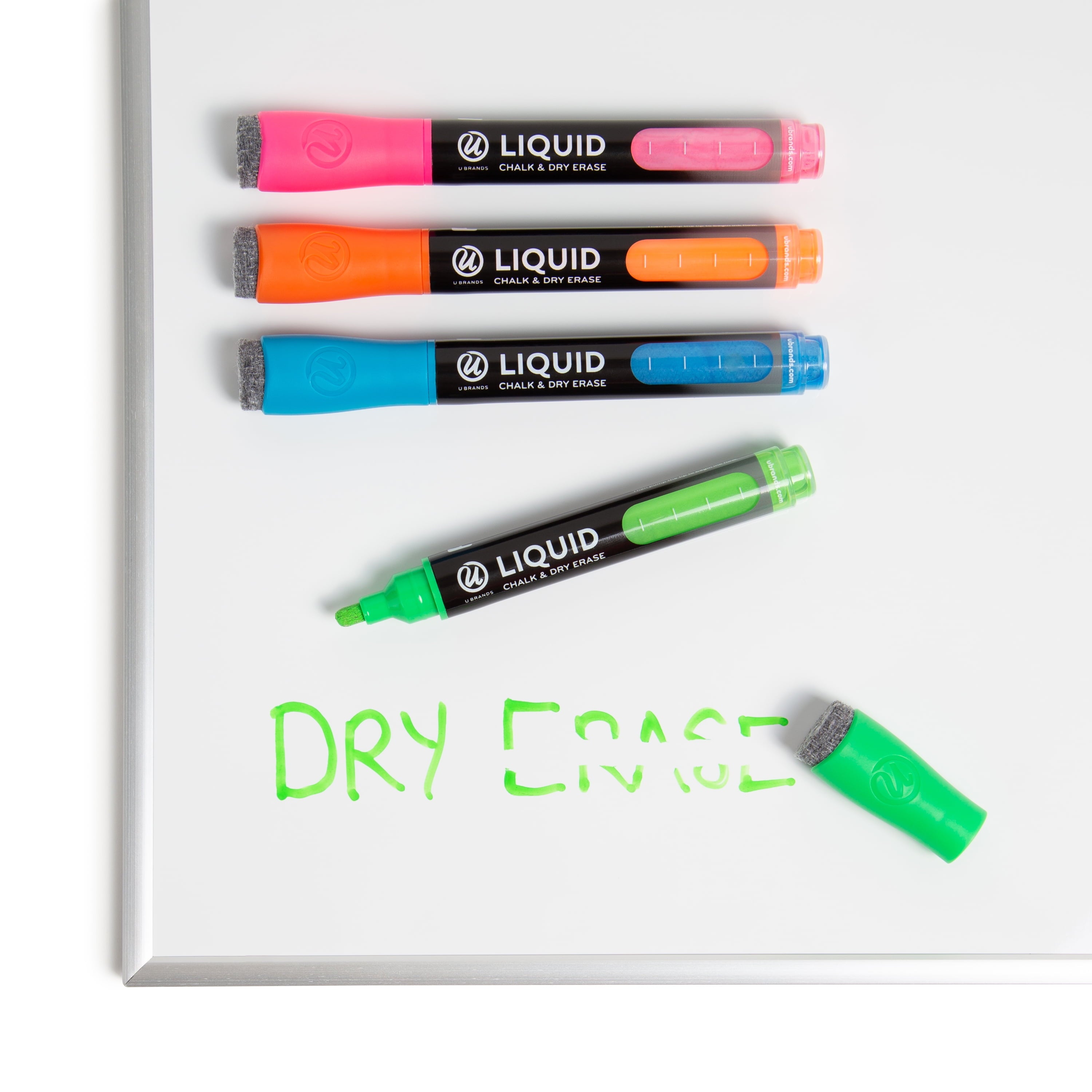 U Brands Liquid Chalk and Dry Erase Markers, Bullet Tip (3mm), Multi-Color, 4 Count