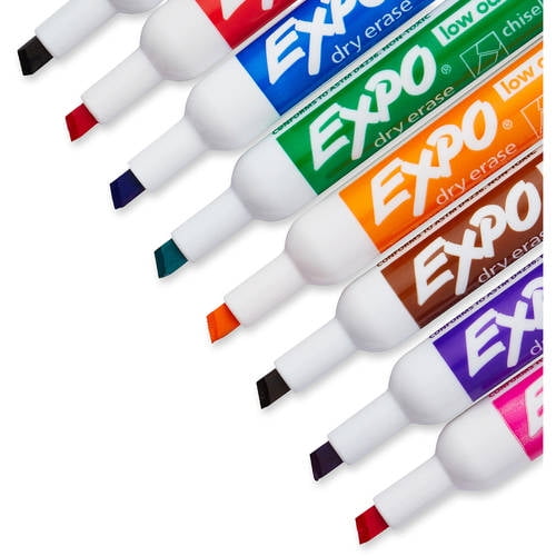 Expo Low Odor Dry Erase Markers, Chisel Tip, Assorted Colors, 8 Count