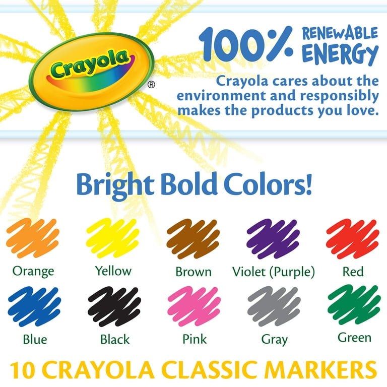 Crayola Line Markers, Fine Point, Assorted Colors, 10 Count