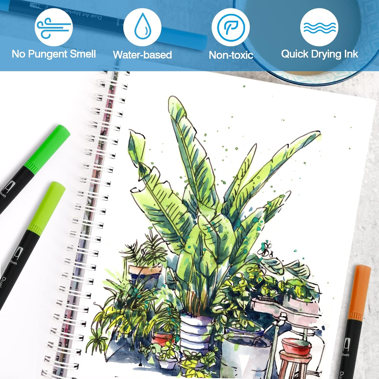 ASOVNXF Dual Coloring Markers Brush Pens, 80 Fine Point Art Markers,Coloring Markers for Adults Coloring Books No Bleeding, for Adult Book Cards Drawing Craft Kit Teacher Office Supplies