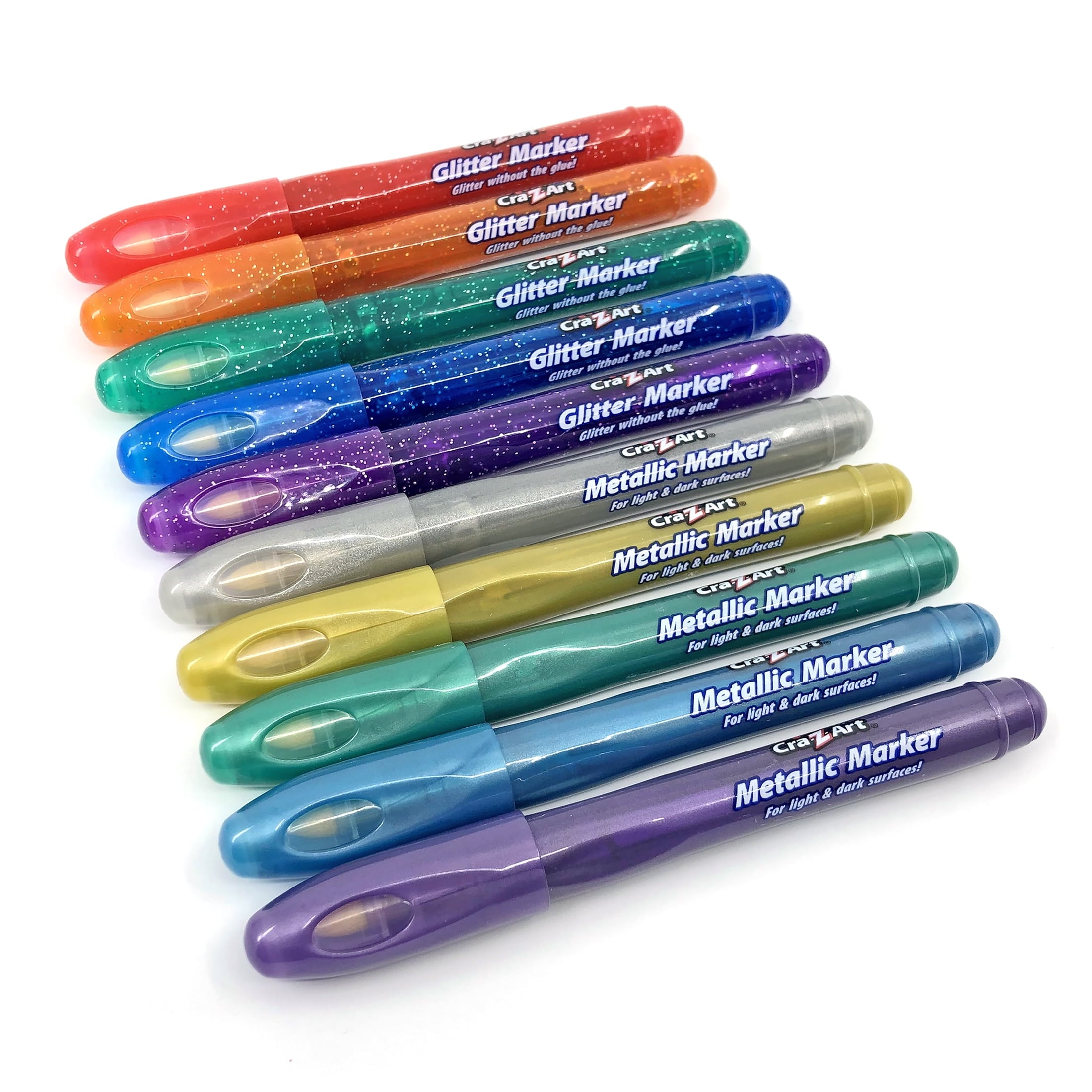 Cra-Z-Art Glitter and Metallic Art Marker Set, 5 glitter and 5 metallic