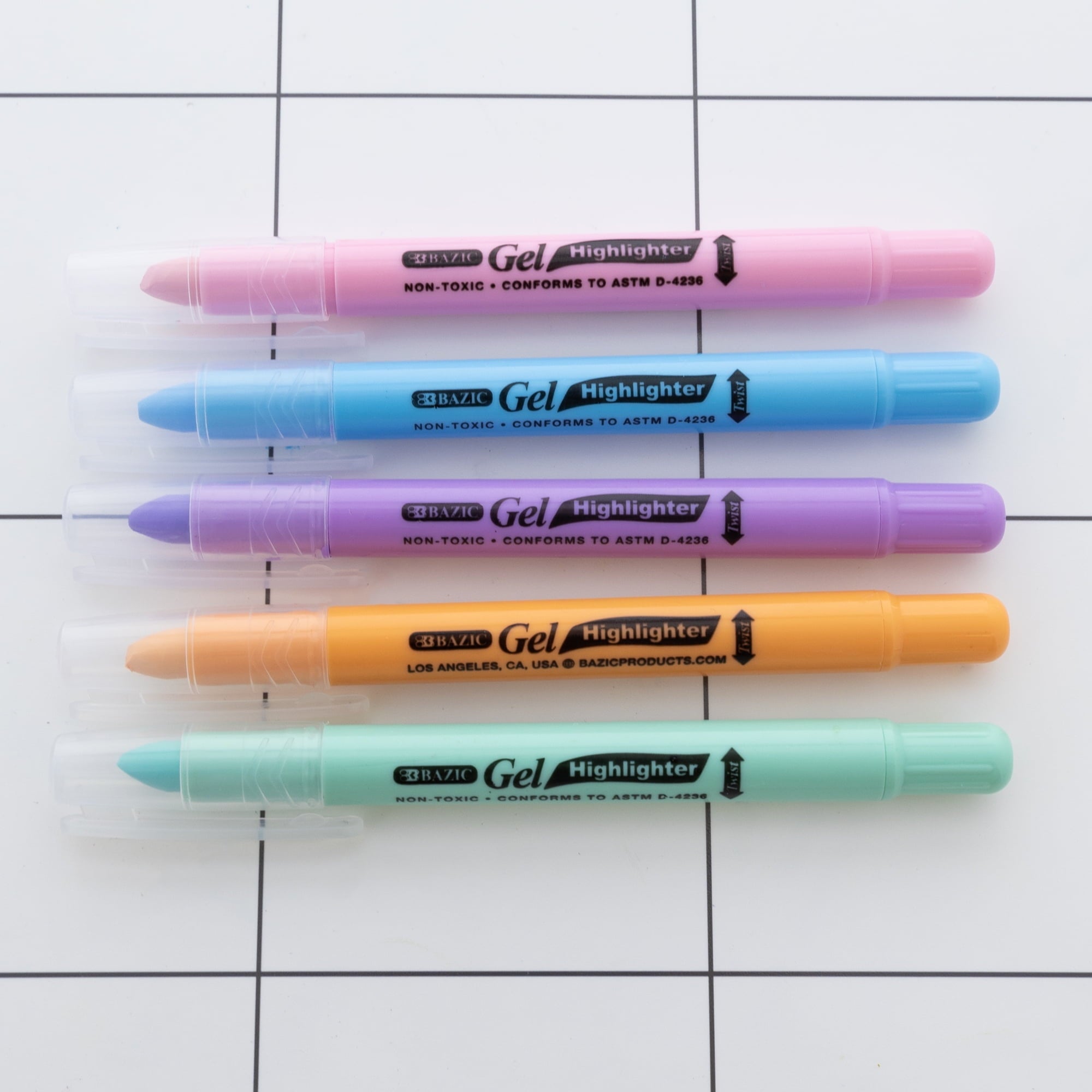 BAZIC Highlighter Gel Pen Bible Highlighter, No Bleed Pastel Highlighting Coloring Pen (5/Pack), 12-Packs