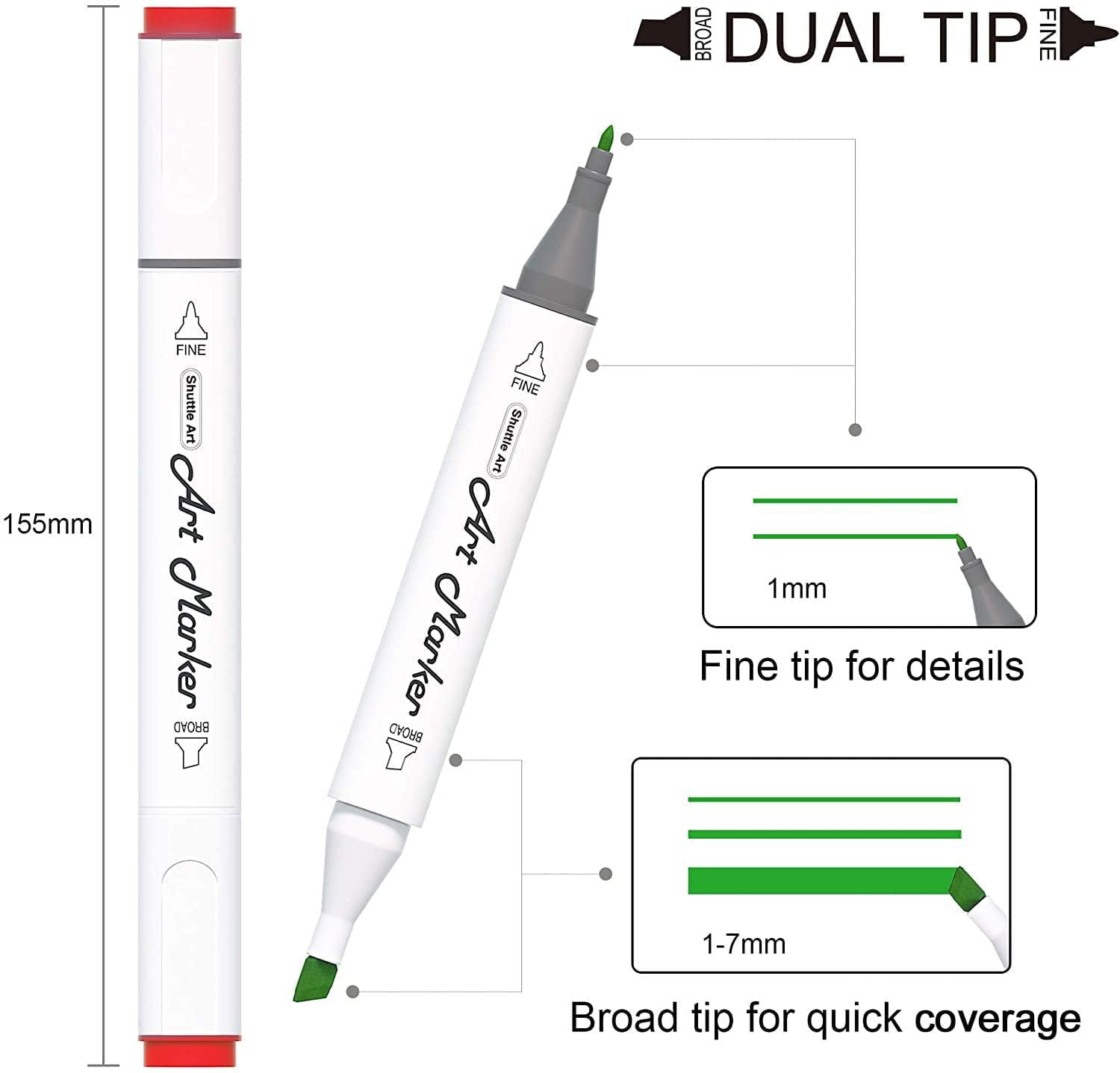 Shuttle Art 88 Colors Dual Tip Alcohol Based Art Markers,Permanent Marker Pens Highlighters with Case Perfect for Illustration Adult Coloring Sketching and Card Making
