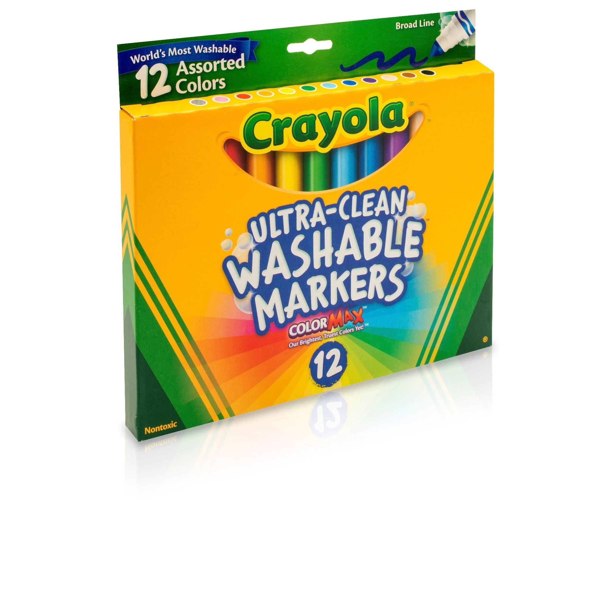 Crayola Classic Ultra-Clean Washable Markers, Fine Point, Assorted Colors, 12 Count